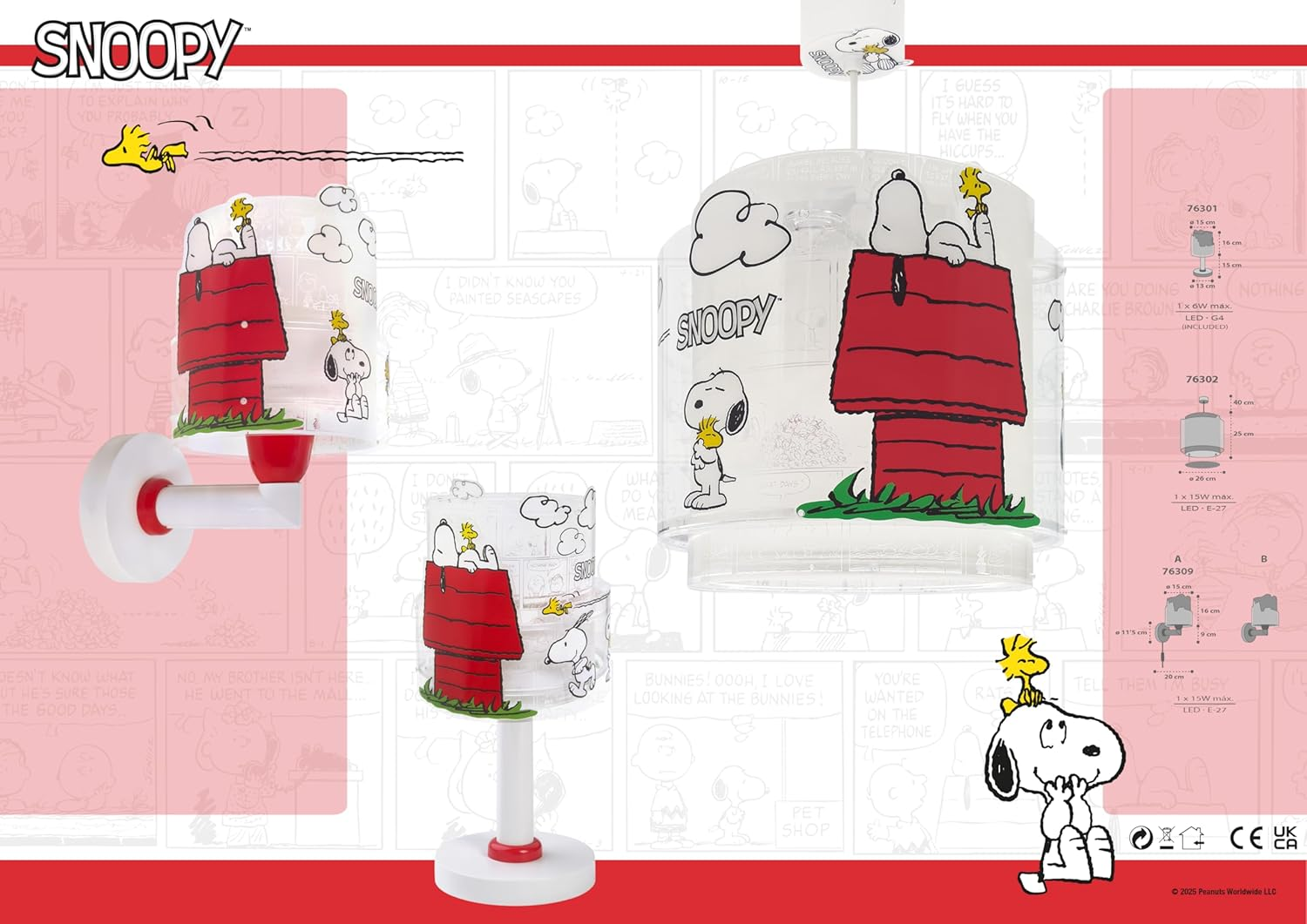 Dalber Snoopy 76301 G4 Children'S Bedside Table Lamp 4W LED Light Bulb Included image number 3