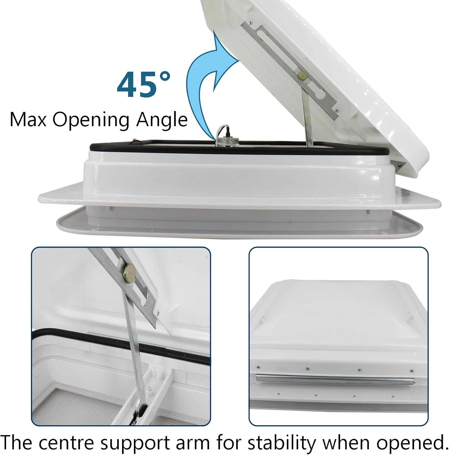 Acbbmns 14 Inch RV Roof Vent Fan 12V Hatch Air Exhaust Fan, Roofs Air Ventilation Fan for Camper, Trailer, Caravan, Motorhome, White image number 5