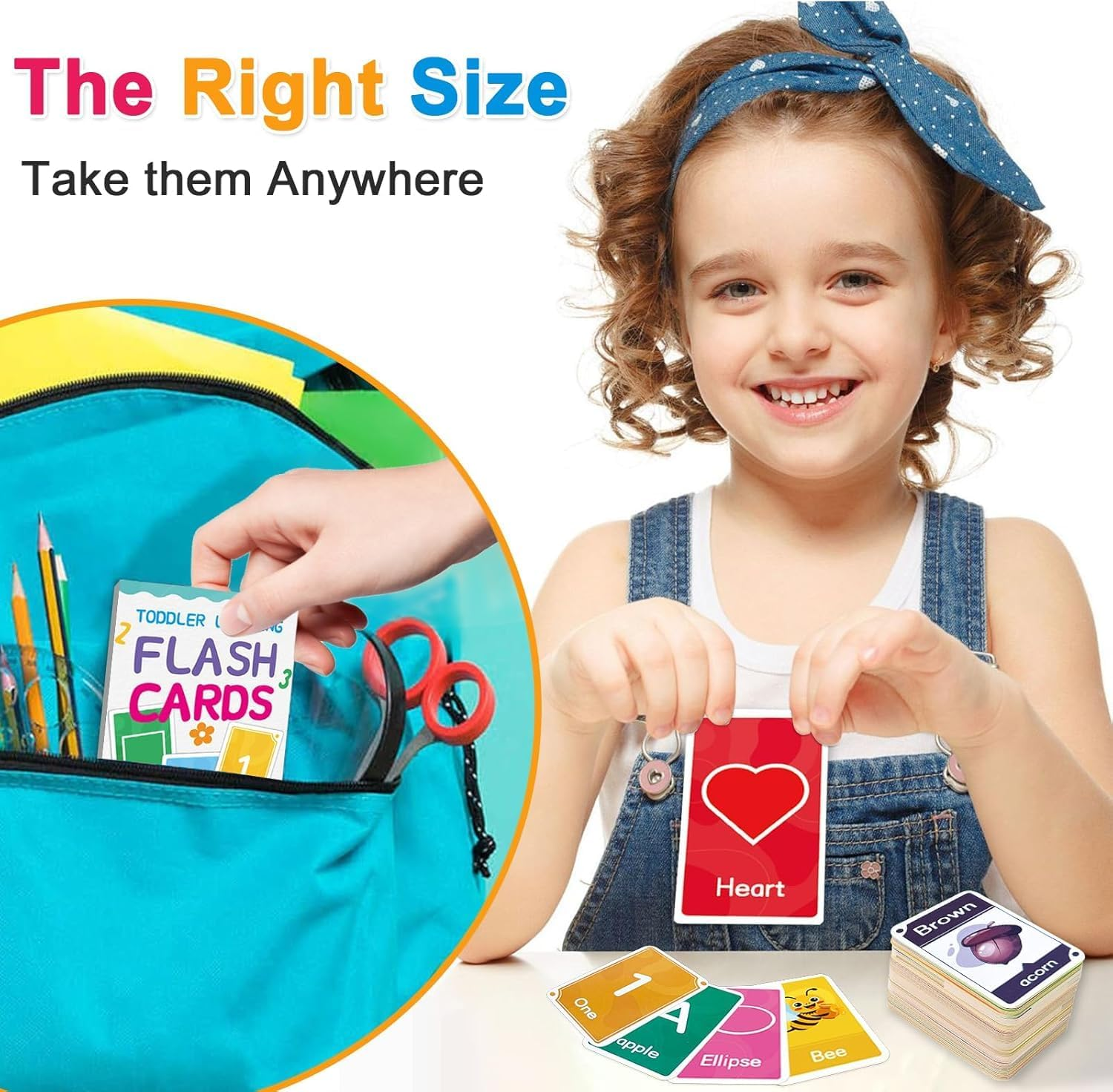 Toddler Flash Cards, Set of 58 Alphabet, Letters, Colors, Shapes and Numbers, Baby Learning Cards, Educational, Preschool, Toddler Flashcards, Double-Sided, for Toddlers 1-4 Years image number 2