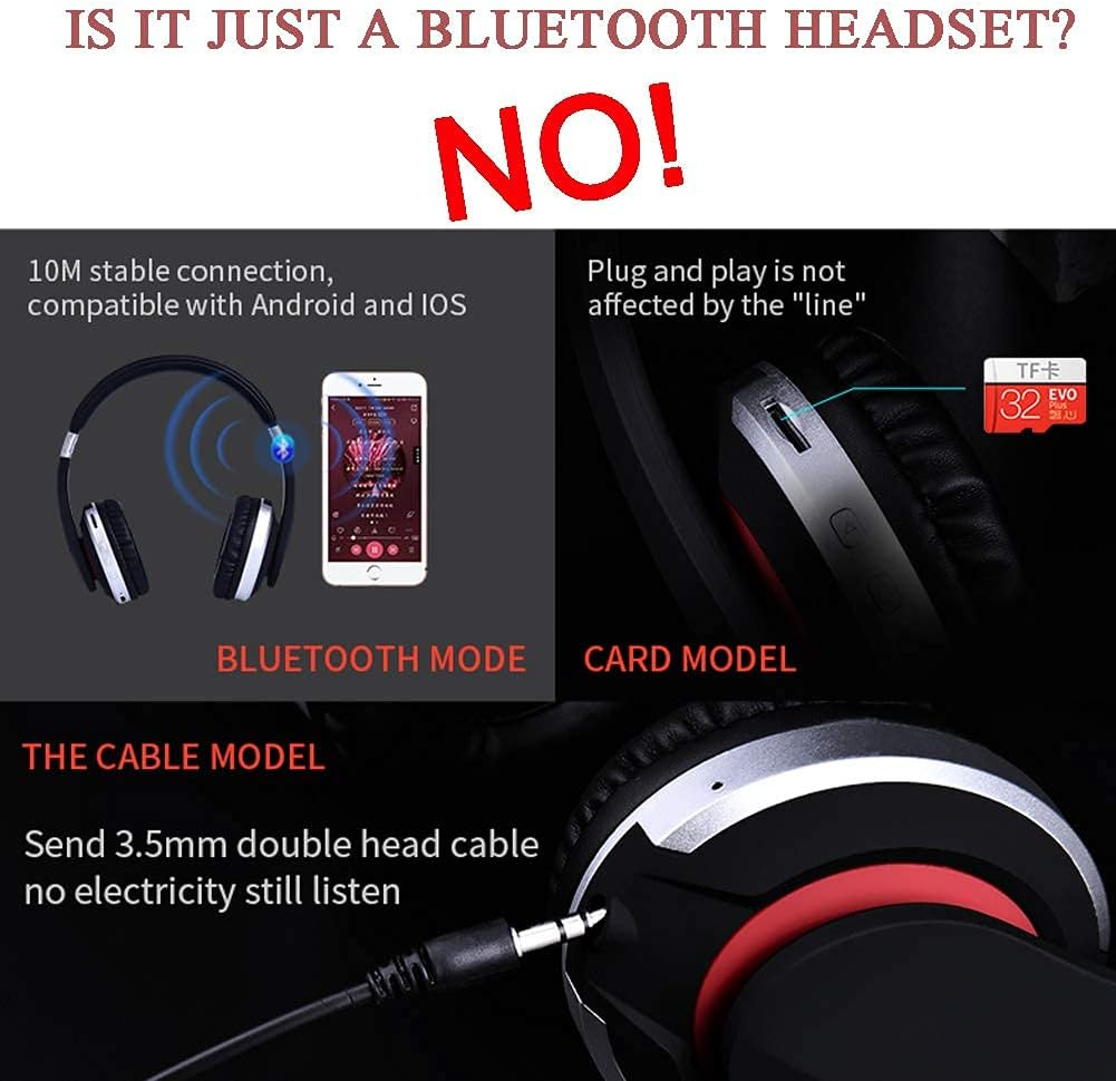 Active Noise Cancelling over Ear Headphone Bluetooth Wireless Headphones with Microphone Deep Bass Foldable Comfortable Headphones for Online Class, Home Office, Pc/Cell Phones/Game B4-Yellow - B4-Yellow image number 5