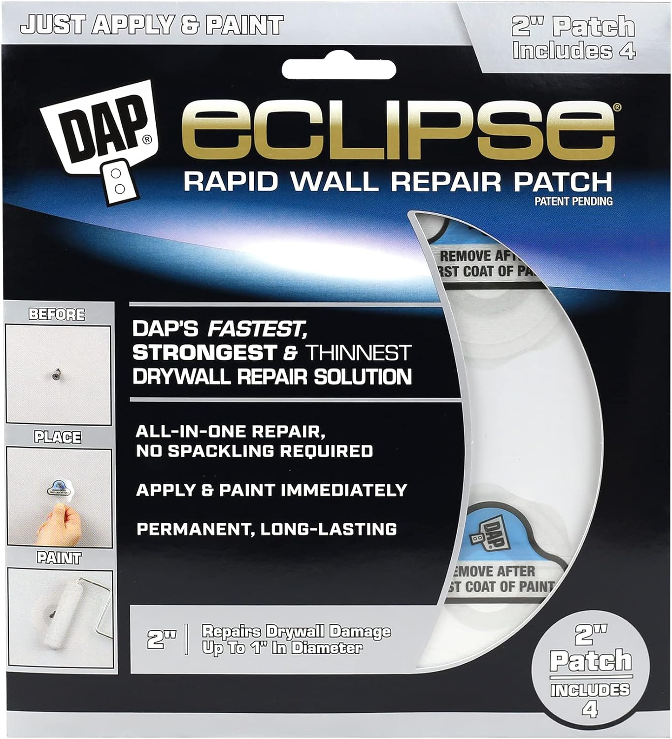 DAP Eclipse Rapid Wall Repair Patch, 2 Inch, Clear 7079809161 image number 1