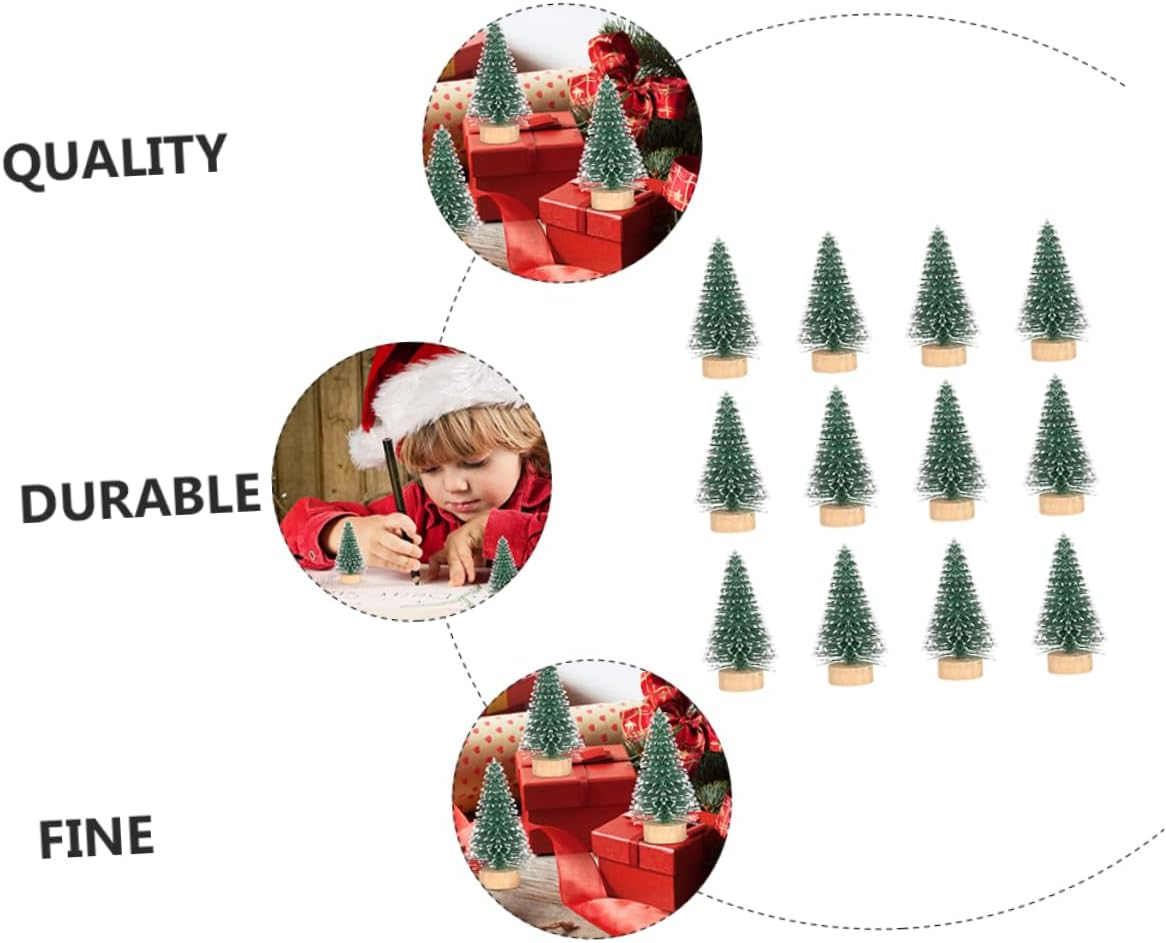 SHOWERORO Christmas Tree Set Xmas Adornments 5Cm Snow Pine Velvet Desktop Ornament for Parties Home Bar Decoration image number 6