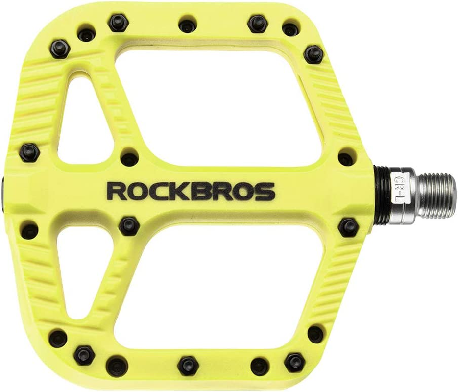 ROCKBROS Mountain Bike Pedals Nylon Composite Bearing 9/16" MTB Bicycle Pedals with Wide Flat Platform