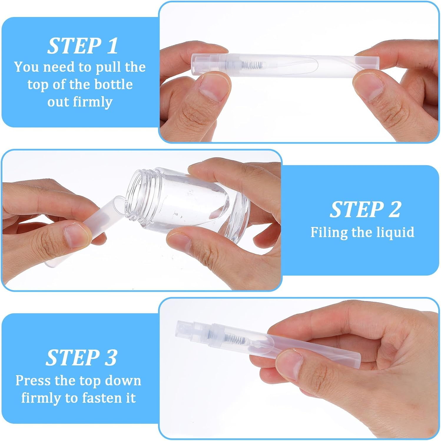 150 PCS 5Ml Mini Spray Bottles Refillable Plastic Perfume Atomizer Clear Fine Mist Perfume Bottle Small Sample Sprayer Bottle Portable Empty Dispenser Container for Travel Pocket Essential Oil image number 5