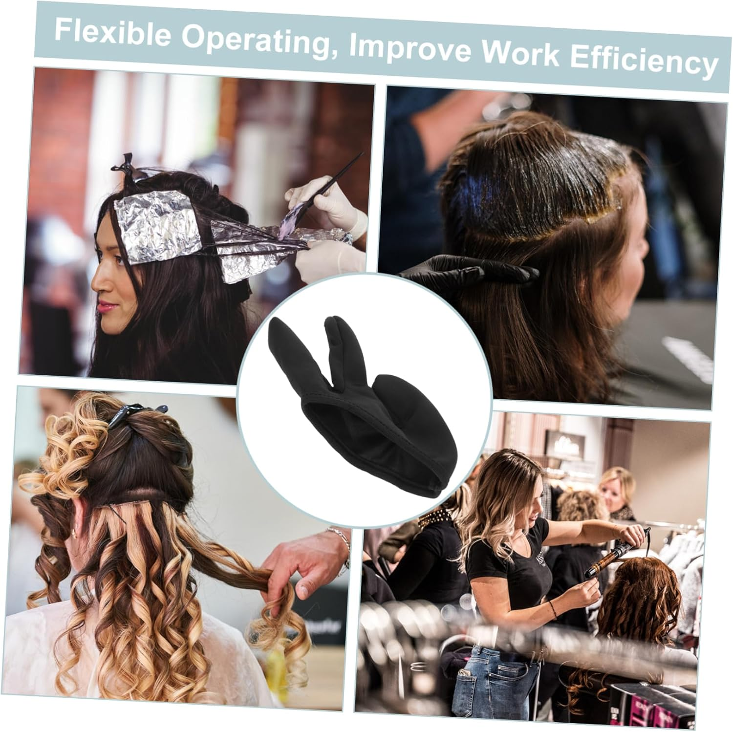 EXQUIMEUBLE Hair Styling Glove Heat Resistant Thermal Three Finger Design for Women Salon Home Use Hair Dyeing image number 5