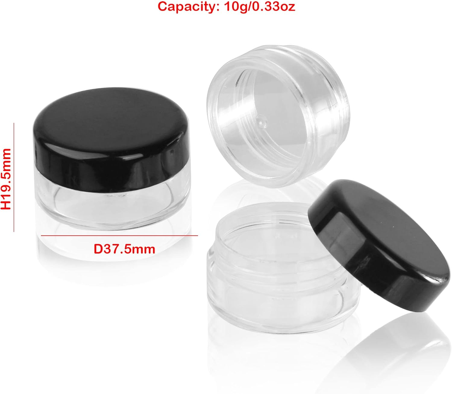 50Pcs Empty 10G Black round Small Plastic Cosmetic Jar Pot Containers for Makeup Lip Balm Powder Sample Wholesale Bulk Cream Jars with Black Lids Travel Container Bottles Packing image number 6