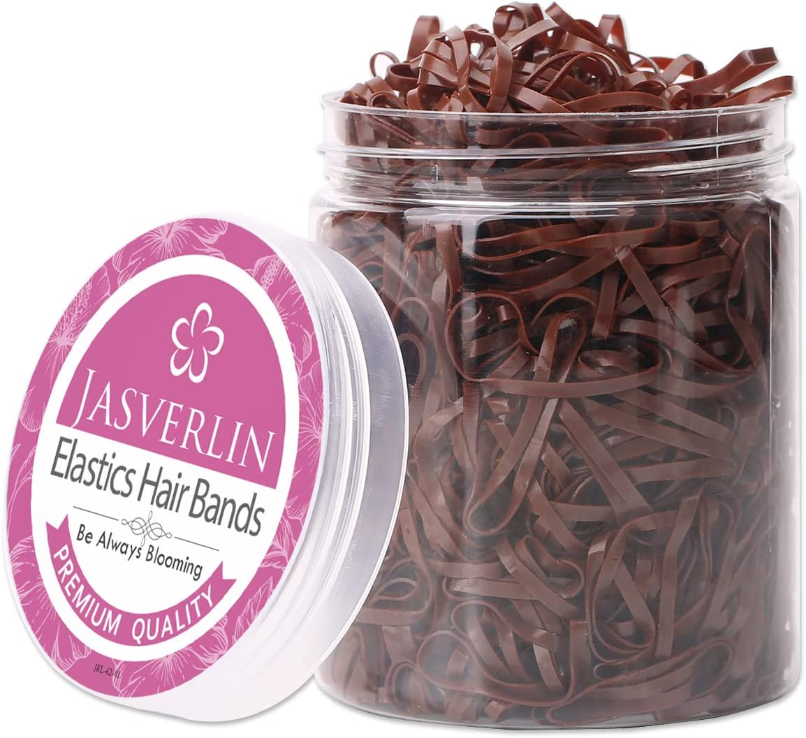 JASVERLIN Elastic Hair Bands, Tiny Elastics Baby Brown Ponytail Holders Soft Hair Ties Styling No Damage 1000Pcs image number 4