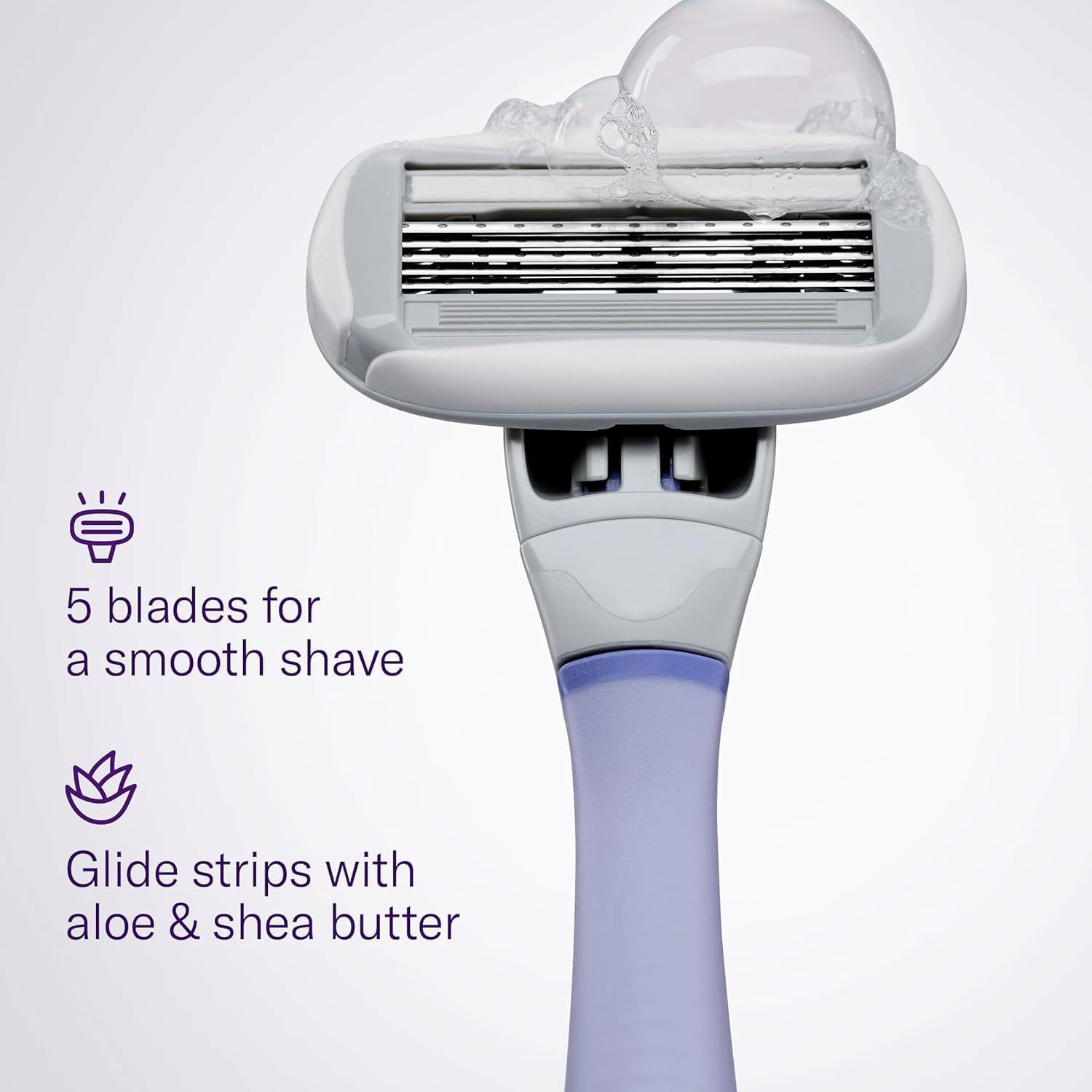 Flamingo Razors for Women, 1 Women'S Razor Handle (Lilac), 4 Razor Five-Blade Refills, and 1 Shower Holder image number 5