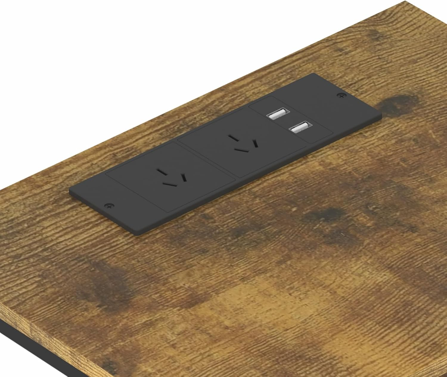 Ufurniture Nightstand with LED Light and Charging Station, Industrial End Table with 3 Fabric Drawers and Open Shelf, Bedside Table for Bedroom Living Room, Brown Top+Black Drawer