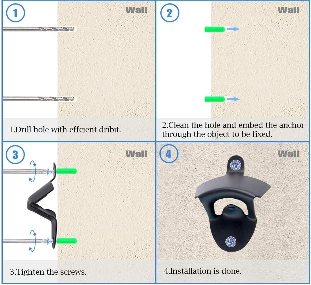 Wall Mounted Vintage Beer Bottle Opener, 2Pcs Metal Cocktail Wine Openers with Screws