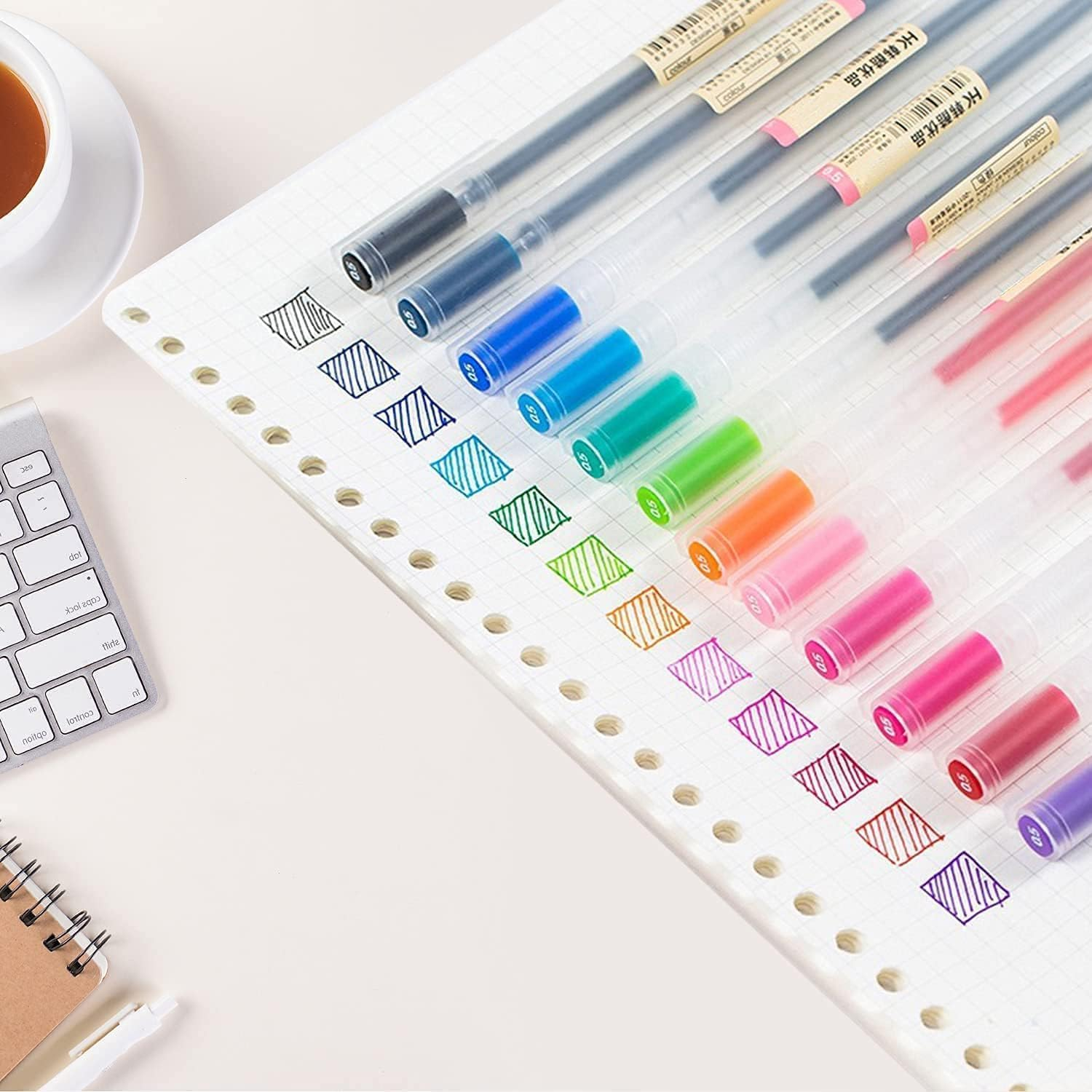 Gel Pens 12 Colors, Ball Point Pens Fine Point, 0.5 Mm Ink Pen, Note Taking Pens for Japanese Korean Office School Stationery Supplies image number 3