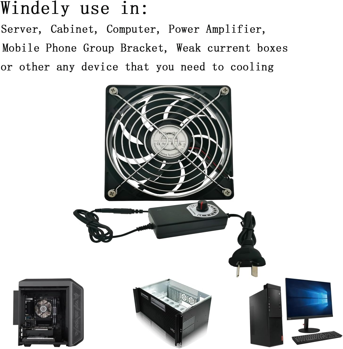 120Mm Fan, Big Airflow 120Mmx25Mm Computer Fan,Variable Speed Controller, Strong Airflow AC 100V to 240V for Receiver LED Lights Amplifier DVR Playstation Component Cooling image number 4