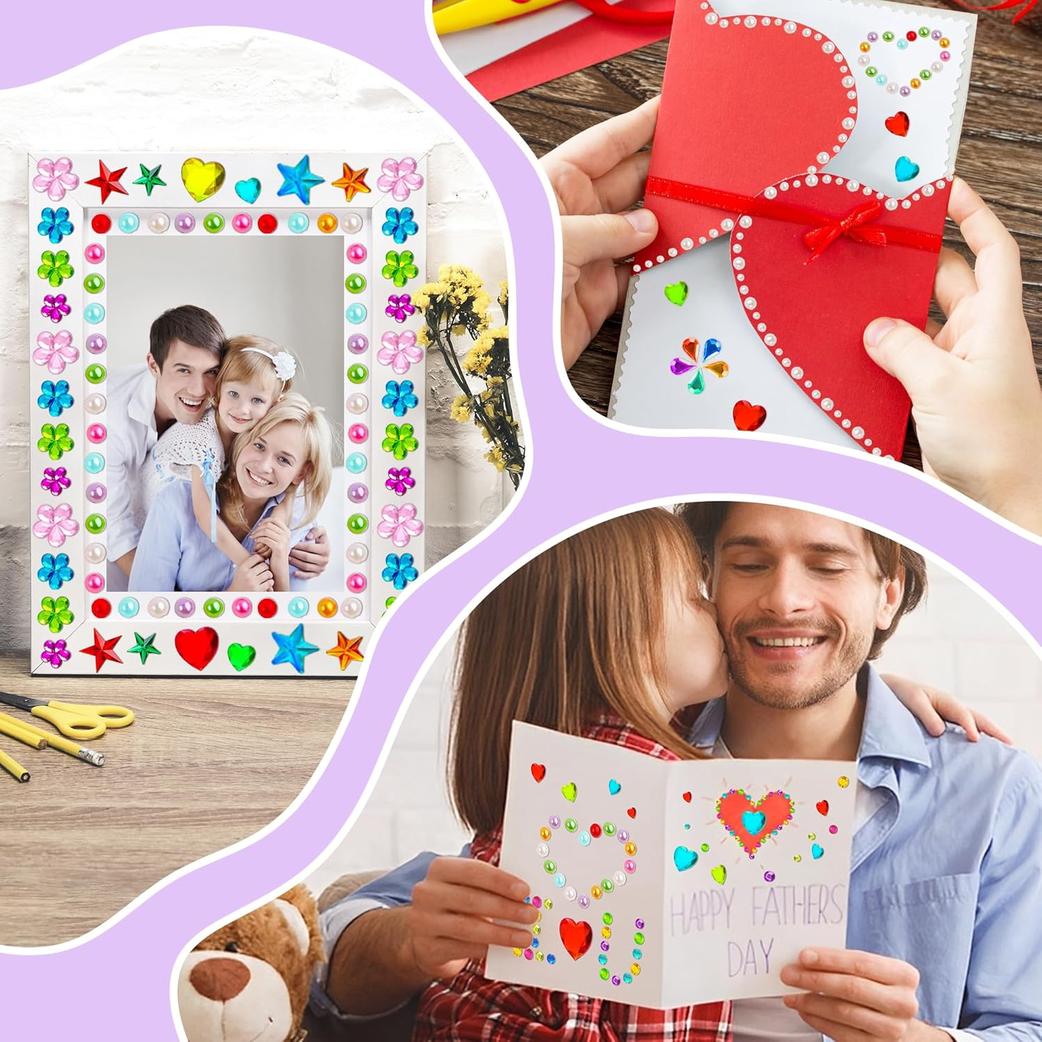 3330Pcs Gem Stickers,Rhinestone Jewel Stickers for Crafts Self Adhesive, Glitter Sticker DIY Decoration Assorted Shapes Acrylic Diamond Bling Heart Star Sticker for Face Eyes Nail for Women image number 2