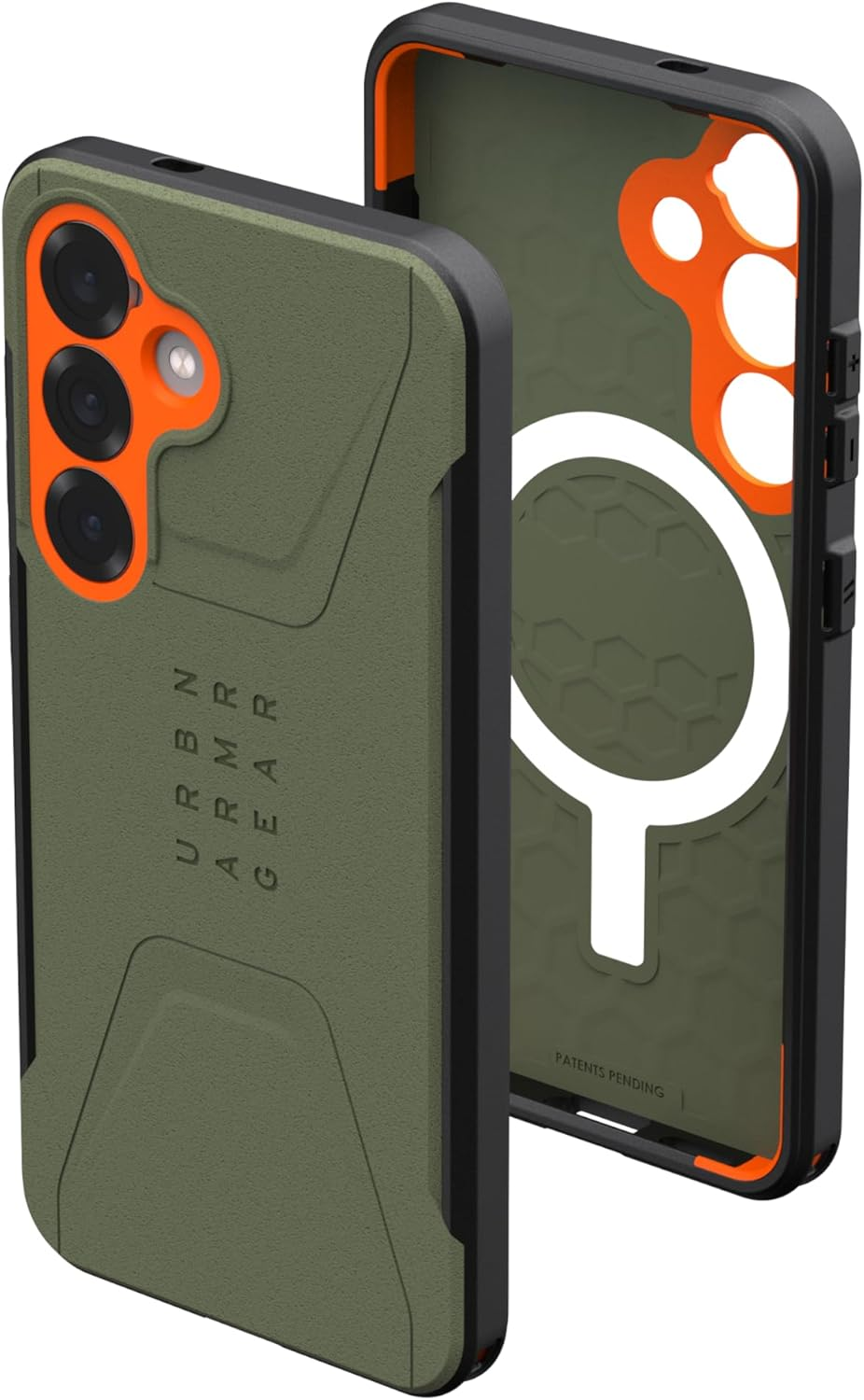 URBAN ARMOR GEAR Civilian Magnet - Samsung Galaxy S25 - Olive Drab/Orange Phone Cover for Outdoor Activities and Travel image number 2