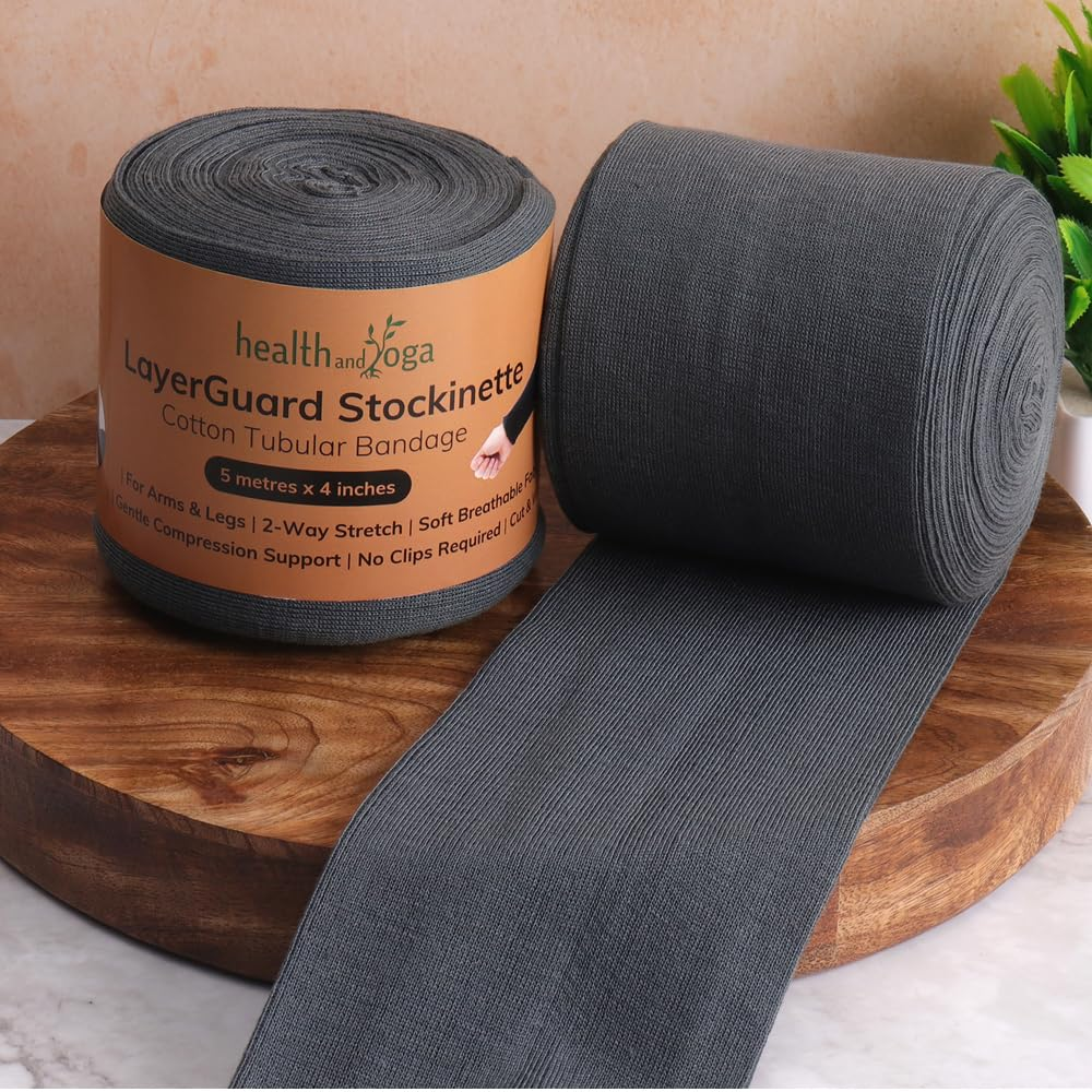Layerguard Cotton Stockinette Sleeve Roll, Naturally Stretchable Raw Cotton &ndash; Comfort Wear, Sweat Absorbent &ndash; Reduces Itch, Odor and Prevents Residue Build up - Suitable for under and over Cast Bandage Wear (Grey - 3 Inch) image number 2
