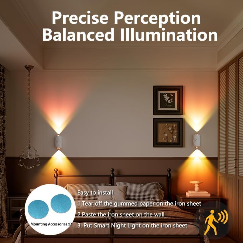 Wall Light with Motion Sensor Indoor Wireless Wall Lamp with Rechargeable Battery, up and down Wall Lighting Night Light with Magnetic Attachment for Hallway, Stairs, Kitchen, Living Room, Bedroom image number 6