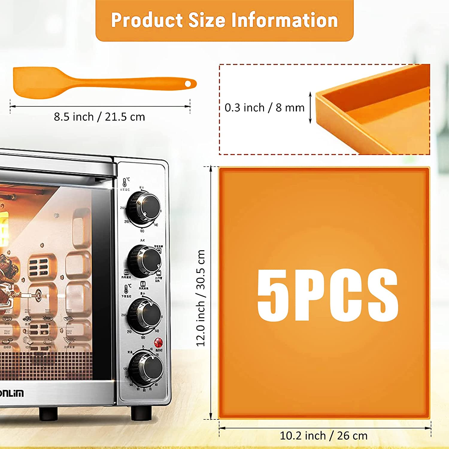 Silicone Dehydrator Sheets 5 Pieces with Edge for Liquid Fruit Leather Meat Vegetables Non-Stick Dehydrator Trays with Silicone Scraper image number 6