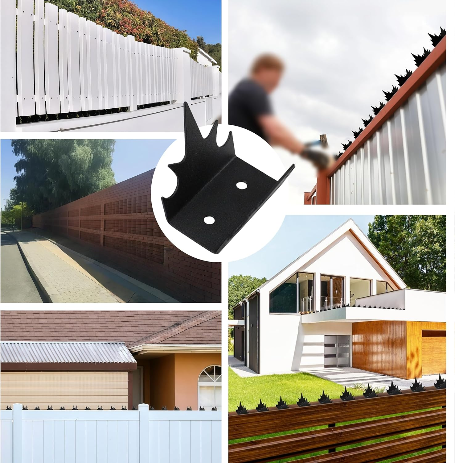 12Pcs Fence Wall Spike Metal Anti-Climb Fence Security Spike, with Screws,Theft Duty Intruder Deterrent,Spike Sturdy Home Safety Spike, for Outdoor Home Security and Farm Protection image number 3
