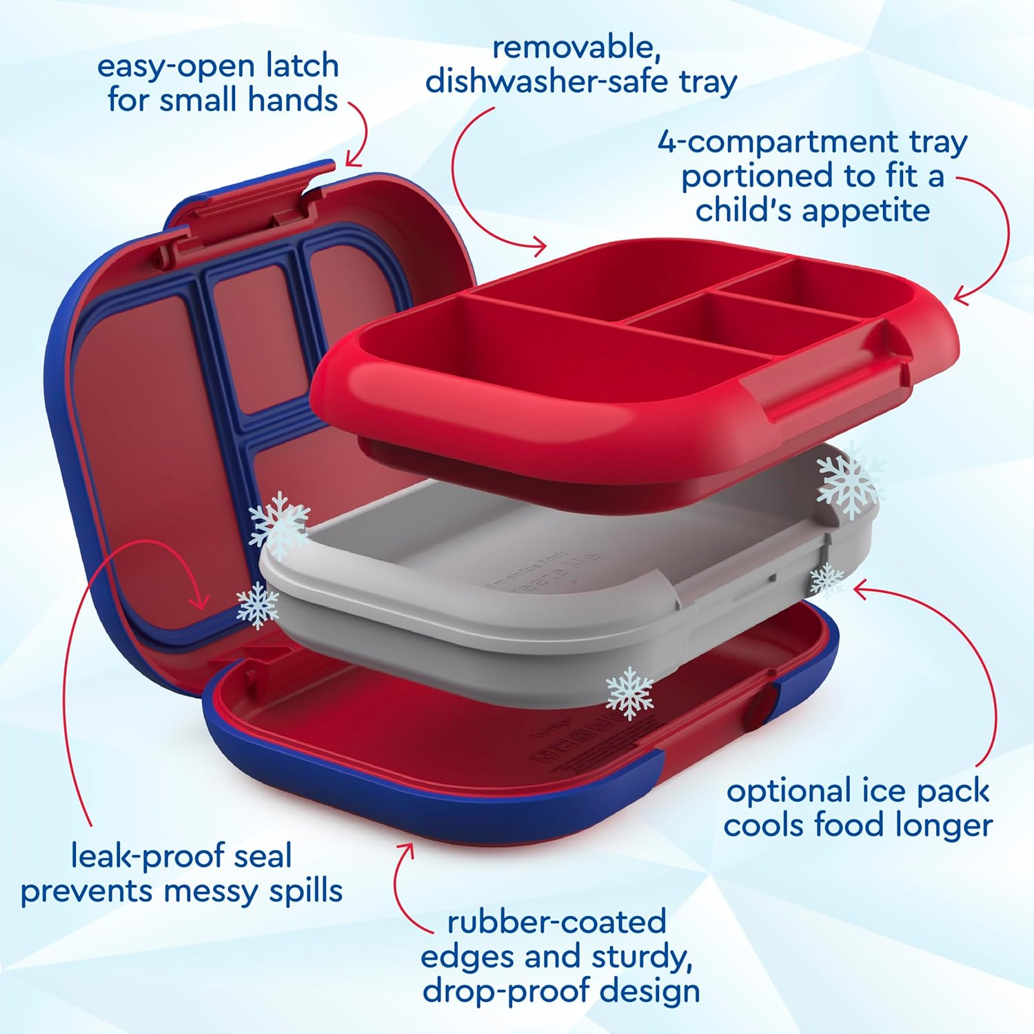 Bentgo Kids Chill Lunch Box - Red/Royal image number 2