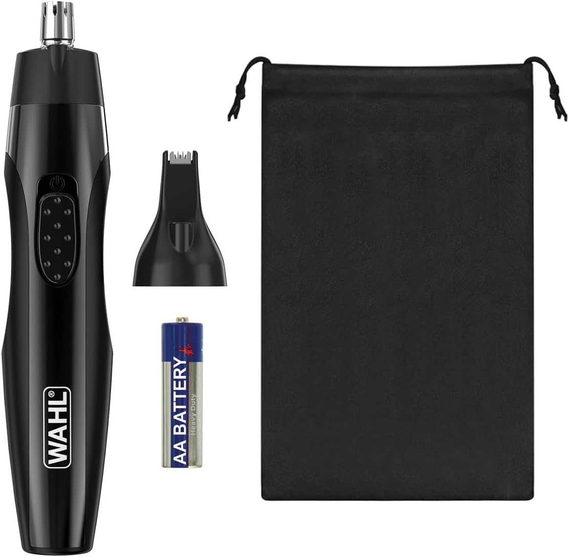 Wahl 2 in 1 Detail Trimmer, Ear, Nose & Precise Facial Hair Trimmer, Battery Powered & Washable Heads, Comfort Grip & Travel Case Accessory, Long Lasting Washable Heads image number 3