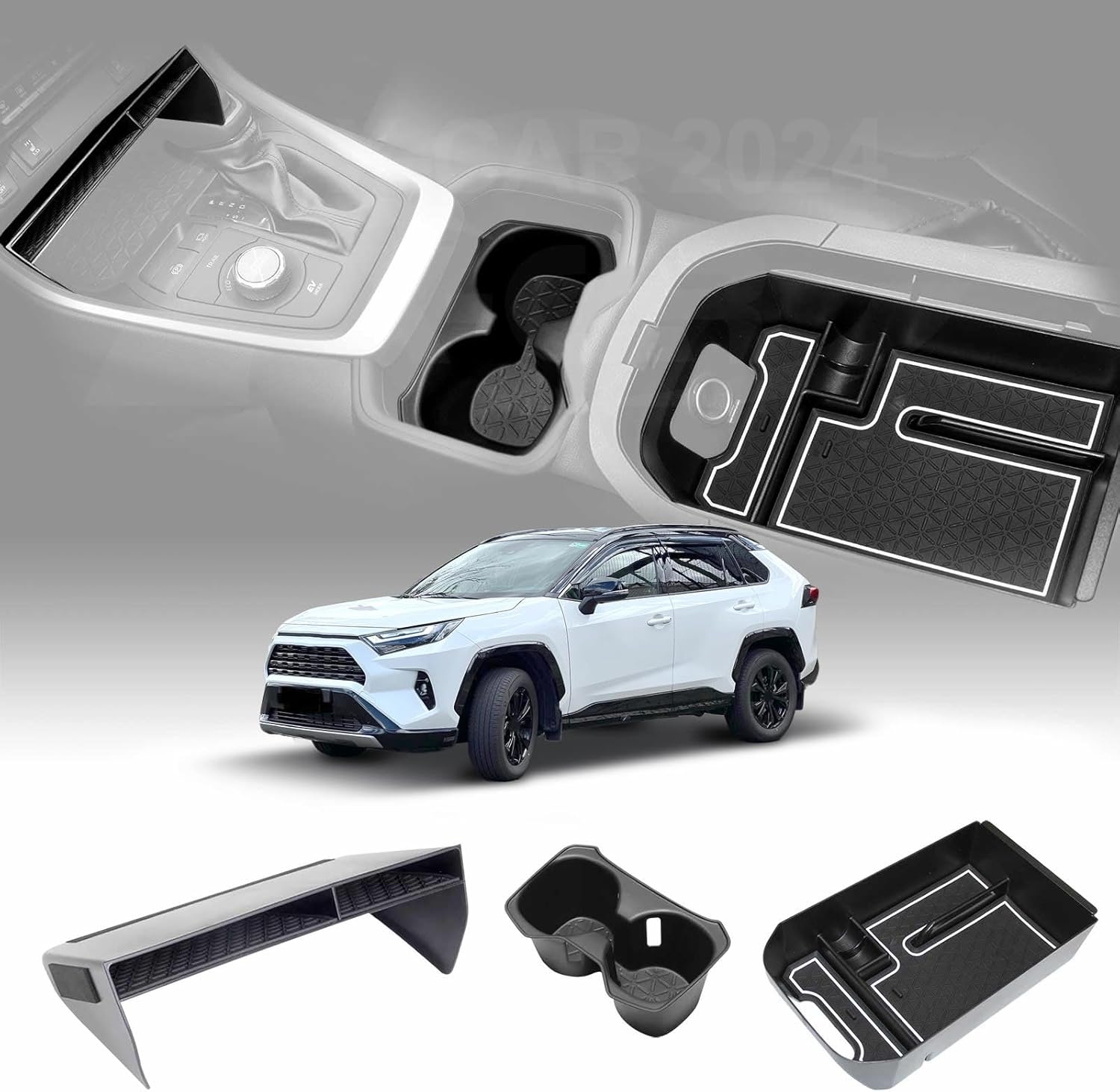 X-CAR Centre Console Armrest Organizers Set for Toyota RAV4 2019-2024 Storage Box Tray Accessories image number 5
