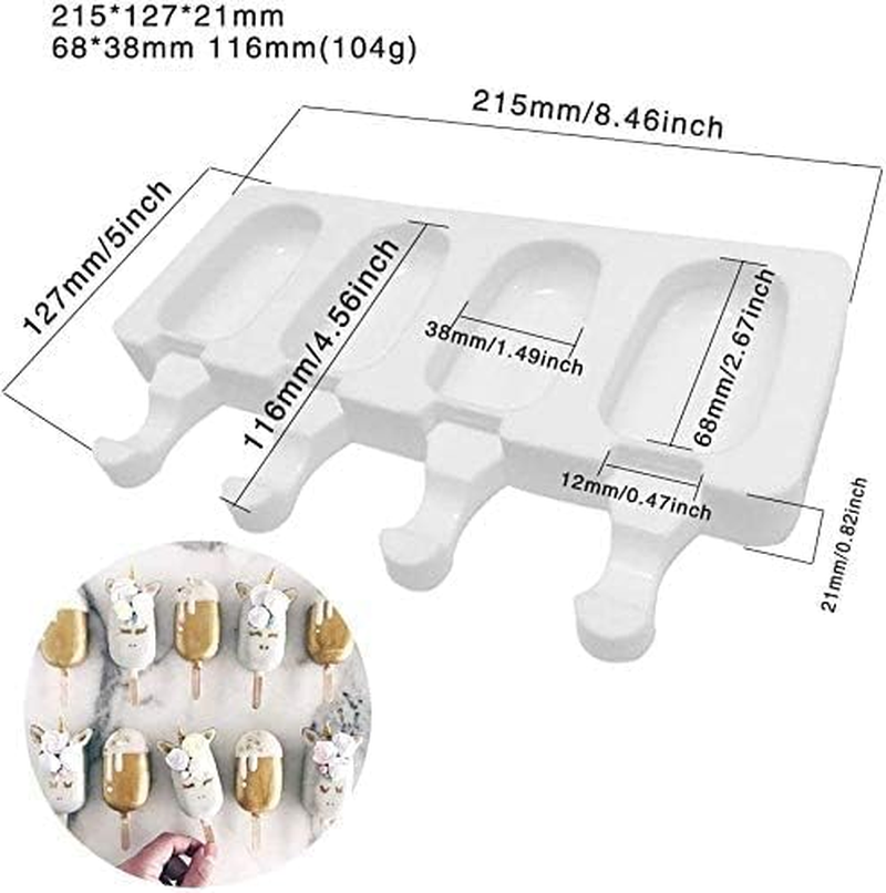 Maedery Ice Cream Mold Popsicle Mold 2 Pieces,Silicone Simple Ice Cream Mold Cake Mold Homemade Popsicle, with 100 Pcs Wooden Stick, Suitable for DIY Ice Cream