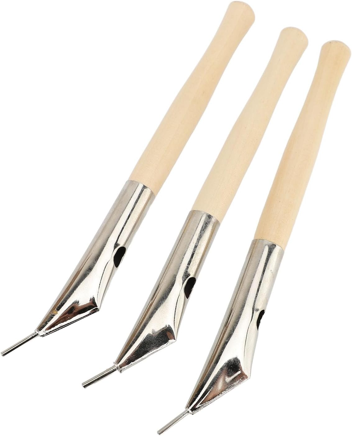 3Pcs Pottery Batik Printing Pen, Art Clay Pottery Printing Stainless Steel Batik Pens Sculpture Craft Pottery Tool, Drawing on Fabric Cloth, Clay Carving Tools with Wooden Handle