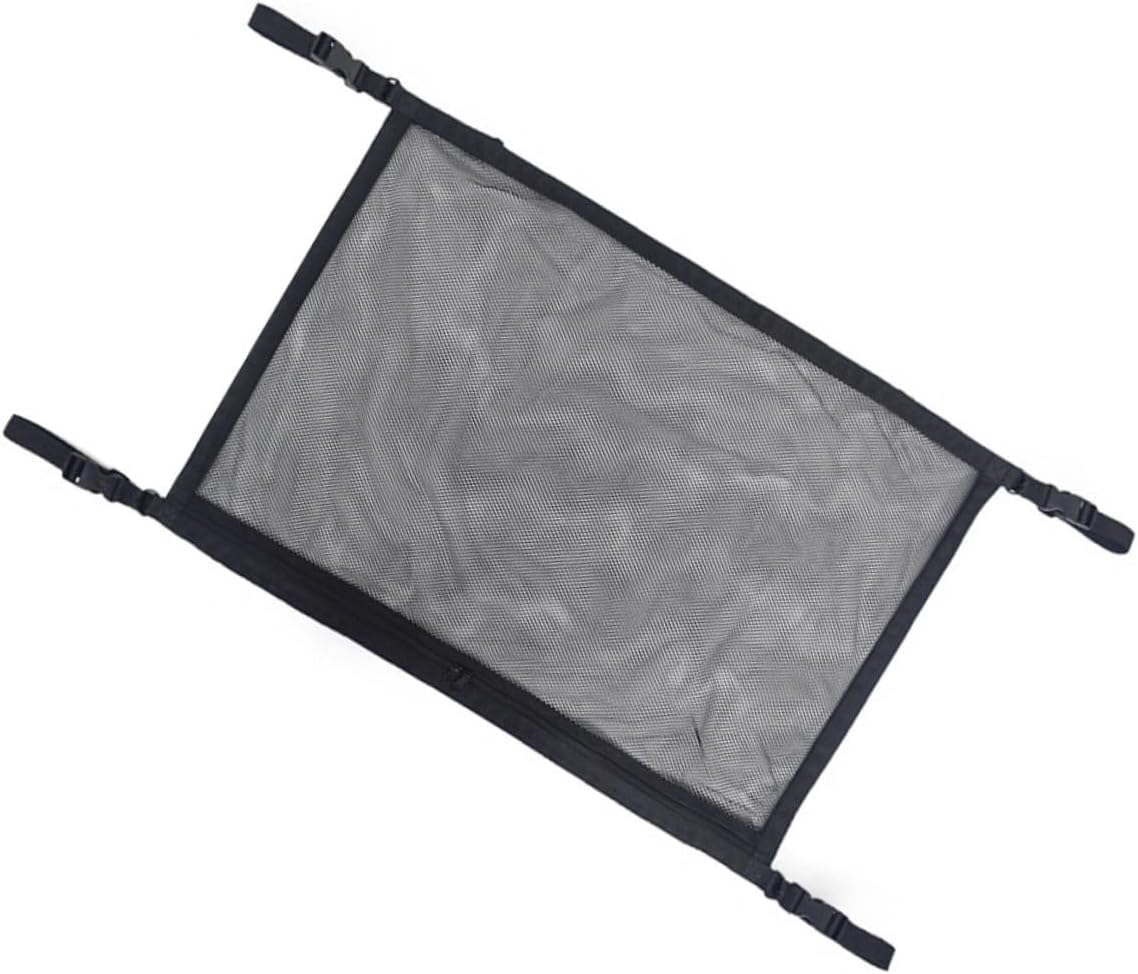 STAHAD Adjustable Car Roof Mesh Bag Organizer with Zippered Straps Breathable Polyester Storage Net for Clothes Pillows Blankets Interior Hanging Pouch for Vehicle Ceiling image number 1