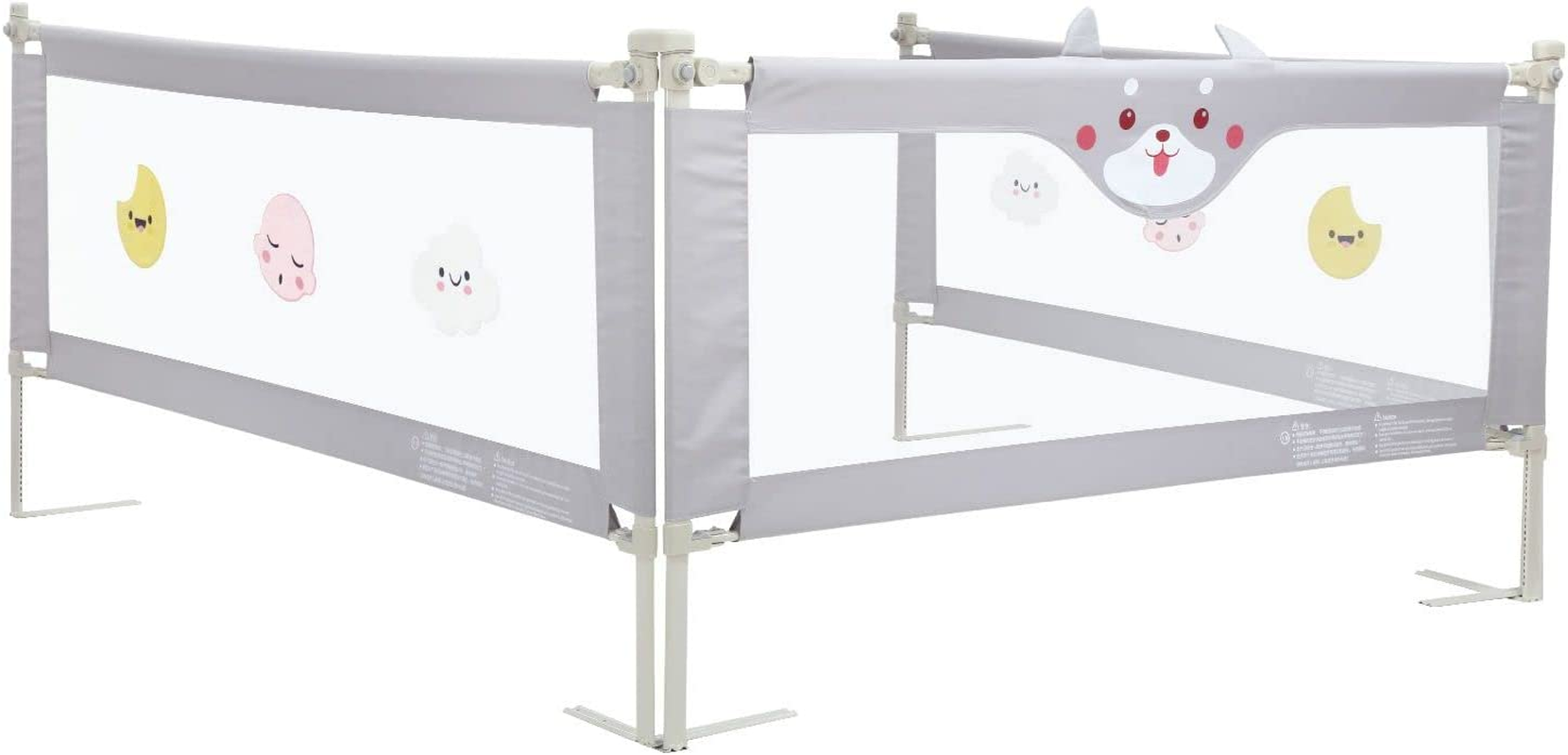 KIDBOT 3Pcs Baby Bed Rail Guard Queen Size Kid Bed Rail for Toddler Child Cot Fence Barrier Adjustable Baby Fall Protection Mesh Fabric Double Lock，2X 200CM & 1X 150CM