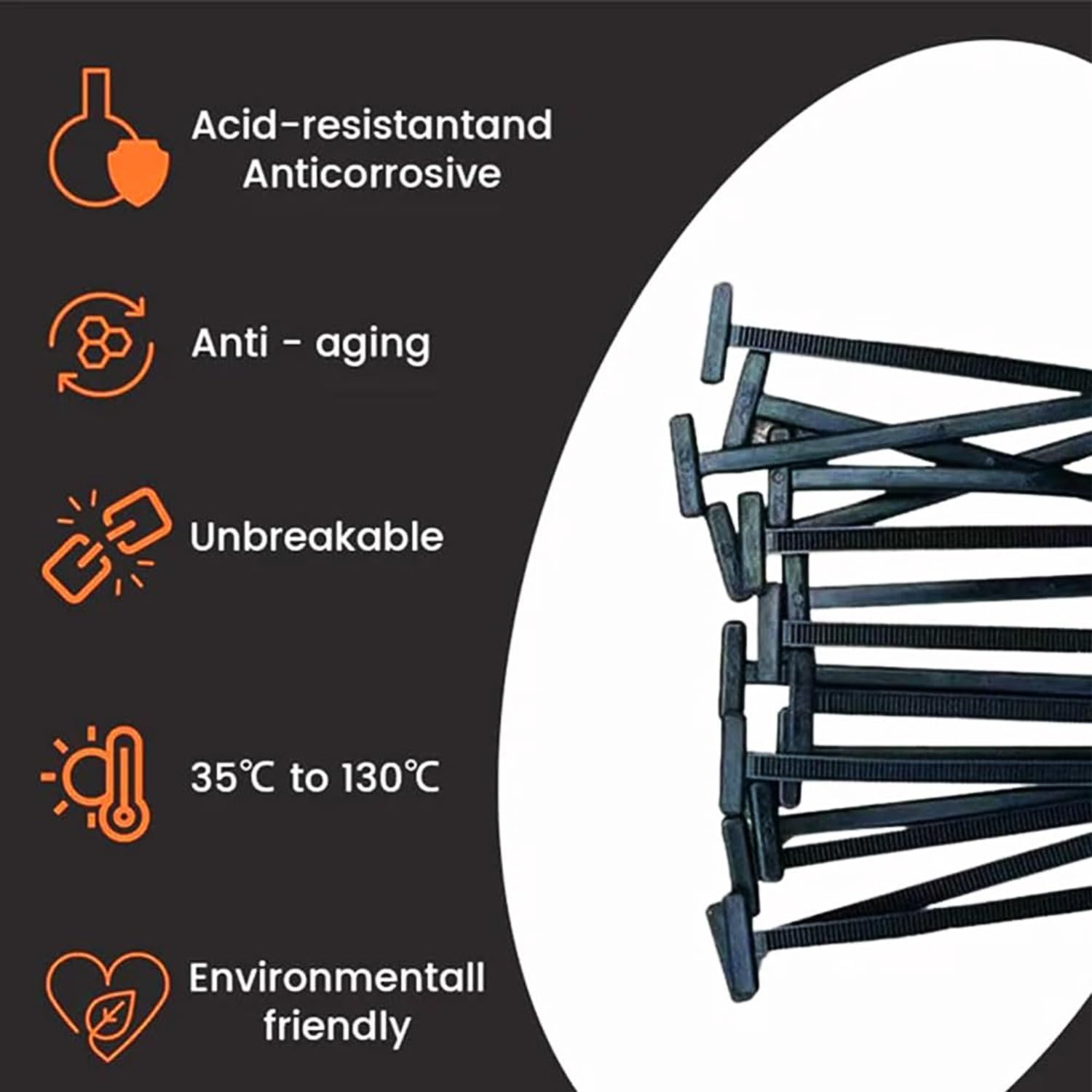 100PCS Nylon Universal Cable Tie Buckle, Universal Push Mount Cable Zip Tie Compatible, Heavy Duty Self-Locking Nylon Zip Ties Holder for Car Repair, UV Resistant Black Plastic Zipties Cinch Straps ﻿ image number 3