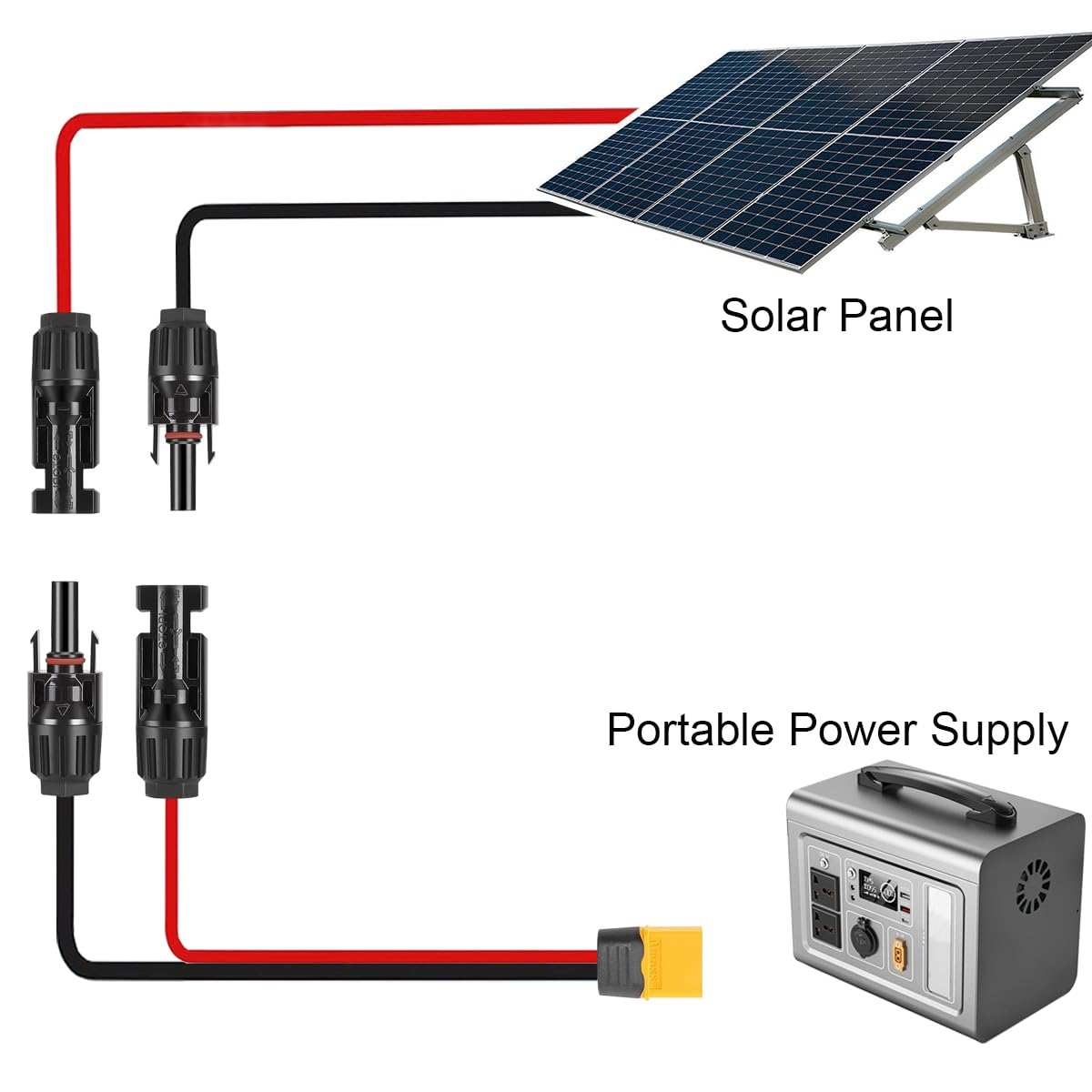 Xiatiaosann Solar Connector to XT60 Female Adapter Cable 12AWG Solar Panel Charging Cable Solar Panel Cable for Portable Power Station, Solar Panel, Solar Generator(1Meter) image number 3