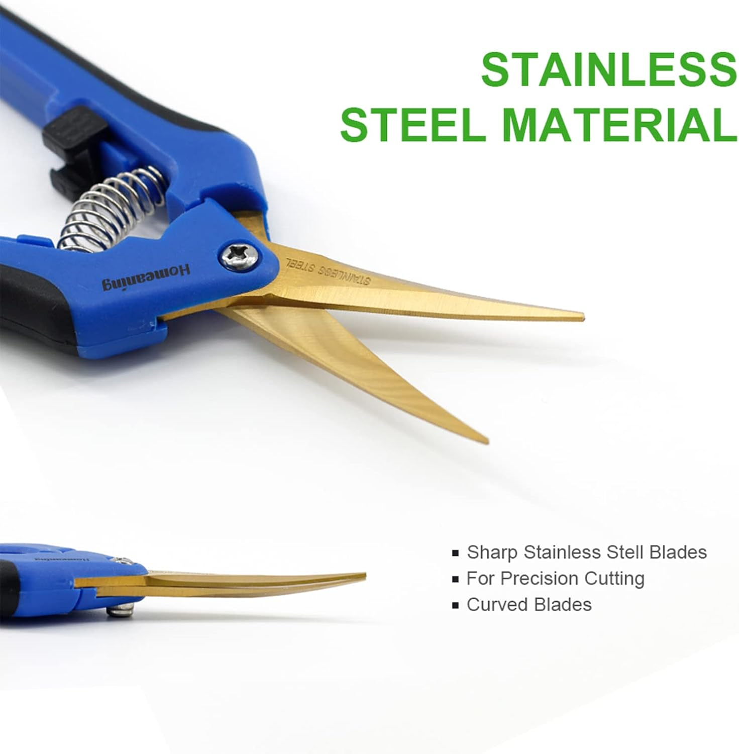 HOMEANING 1-Pack Garden Pruning Shears with Curved Blades Trimming Scissors, Gardening Hand Pruning Snips Titanium Coated Precision Bonsai Pruning Shears, Convenient and Efficient Flower Cutters(Blue) image number 4