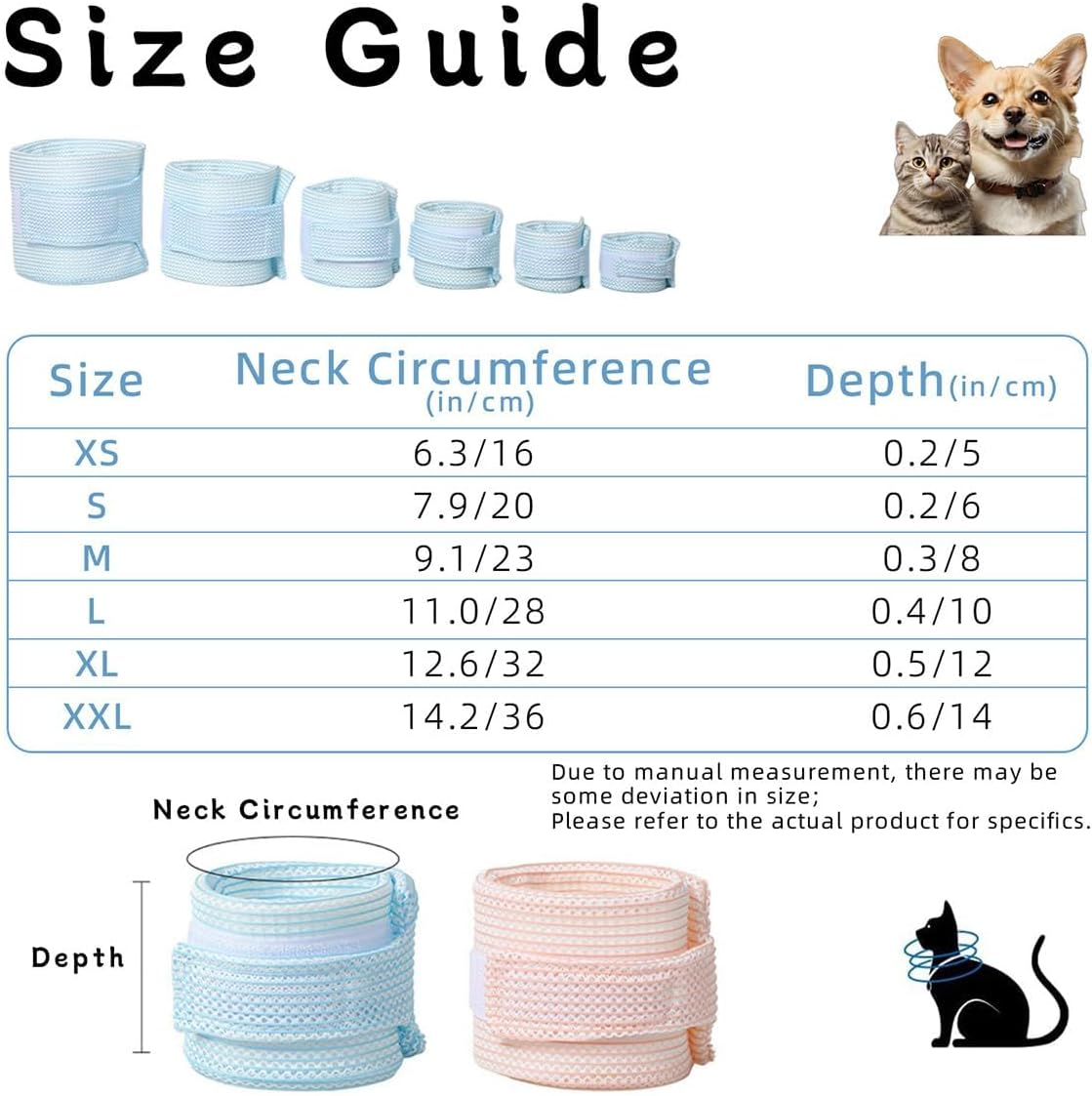 Cat Neck Brace Cover - Breathable & Adjustable Elizabethan Collar for Post-Surgery Recovery Anti-Scratch Anti-Lick Protection, Cervical Cone for Small Medium Large Dogs Puppies Kittens (Medium,Blue) image number 4