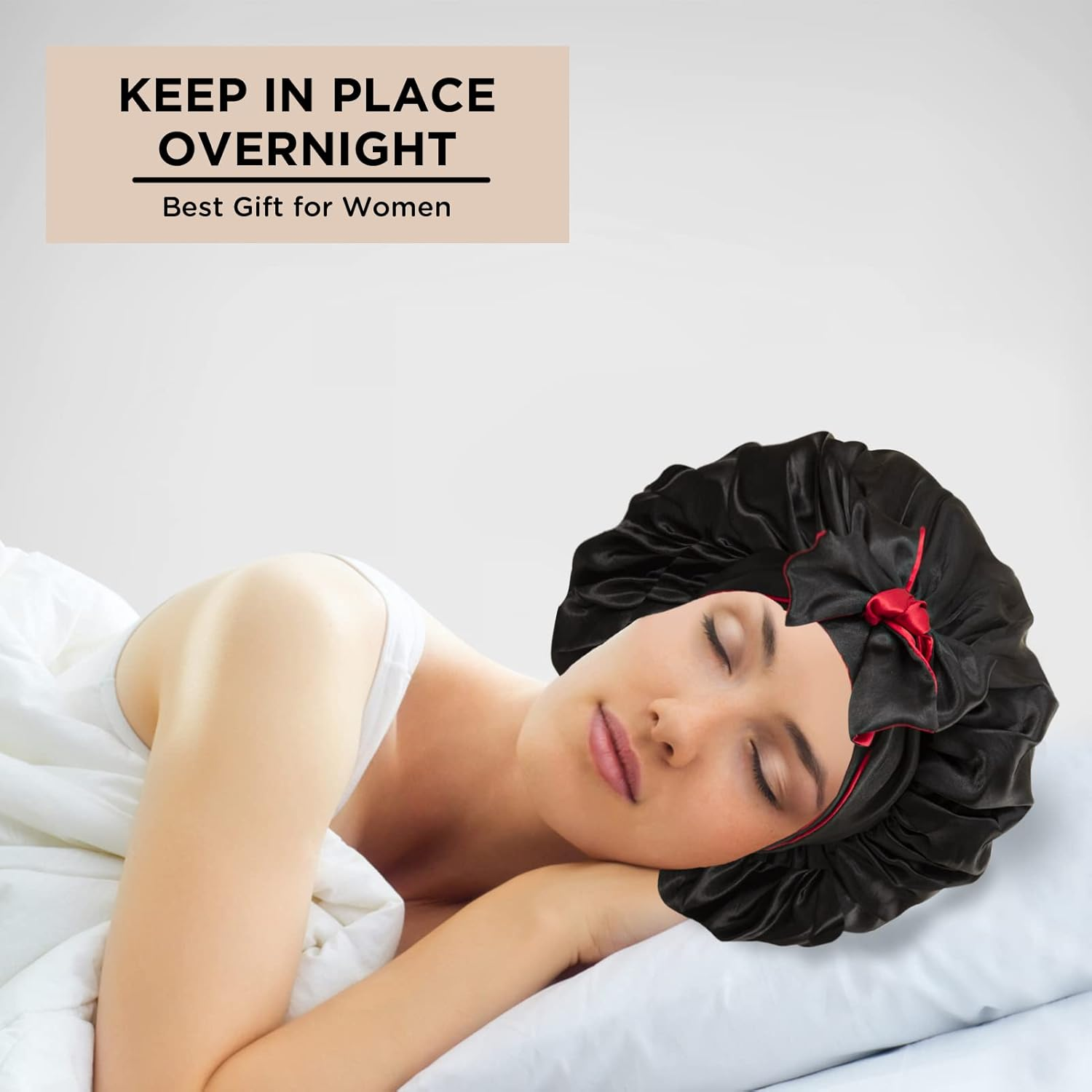 Satin Bonnet Silk Bonnet Hair Bonnet for Sleeping Large Bonnet for Women Reversible Bonnet Tie Band for Natural Curly Hair image number 2