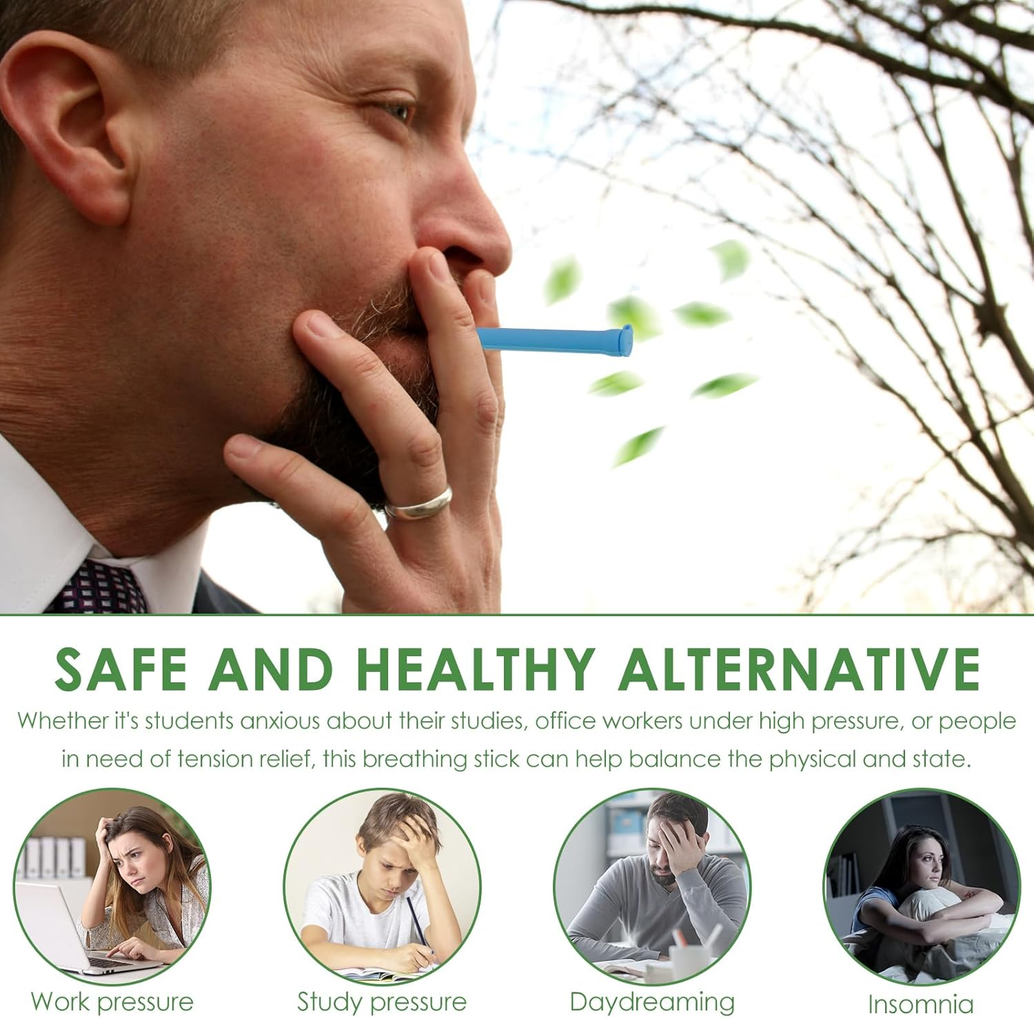 3Pcs Chewable Essential Oil Breath Stick Chewable Breather Quit Reusable Silicone Chewable Stick Washable for Adult image number 6