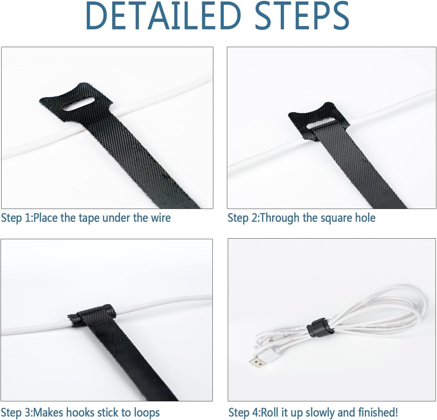 Jdox 60Pcs 6 Inch Reusable Fastening Cable Ties, Nylon Adjustable Tie Wrap, Releasable Cable Management Organizer Ties (150Mm X 12Mm, Black) (100 Pieces, Black) image number 4