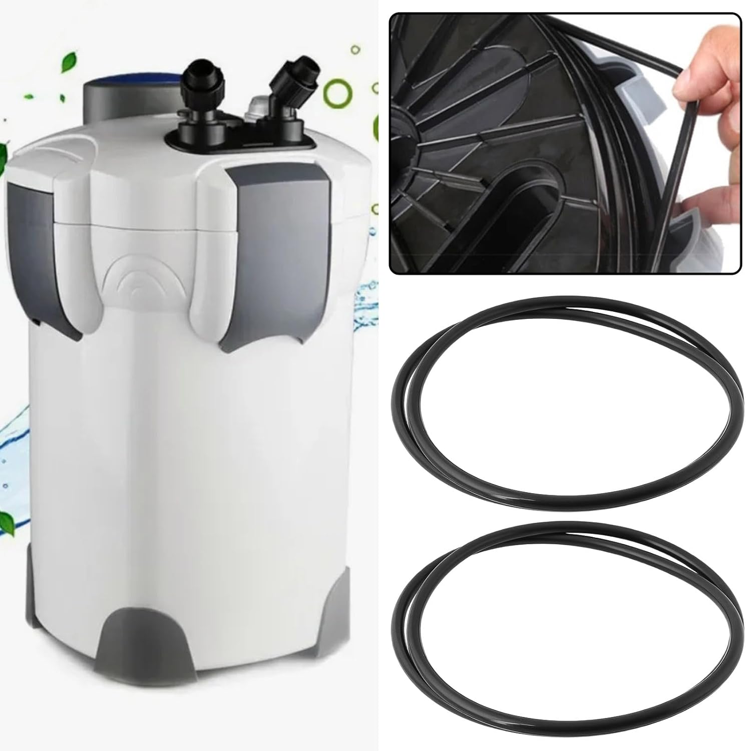 Emagtech 2PCS Canister Filter Replacement Seal O-Ring Compatible with Sunsun HW304A HW304B Canister Filter Aquarium Filter Seal O-Ring for Filter System image number 6