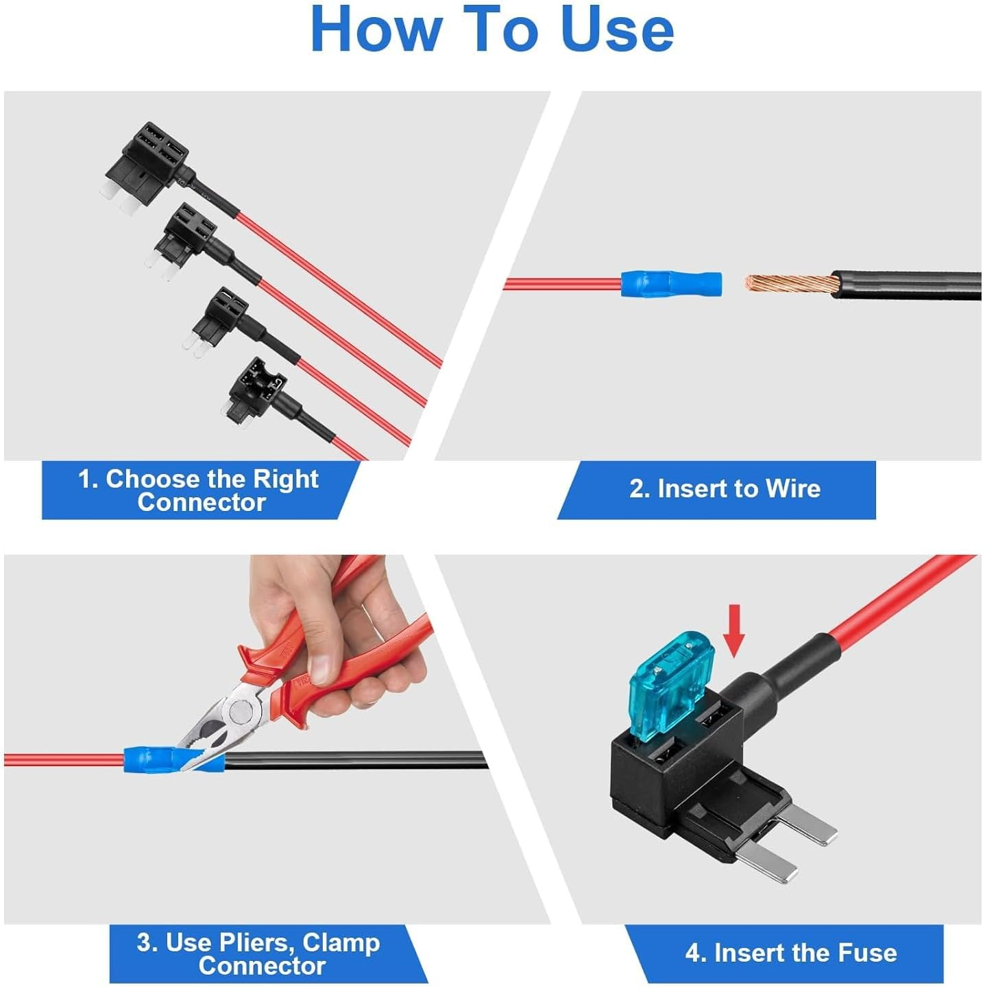 8 Pack 12V Car Add-A-Circuit Fuse Tap Standard Mini Micro2 and Low Profile Fuse Taps 4 Types ATO ATC ATM APM Fuse Holder for Cars Trucks Boats (8Pack Fuse Holder-4 Types) image number 3
