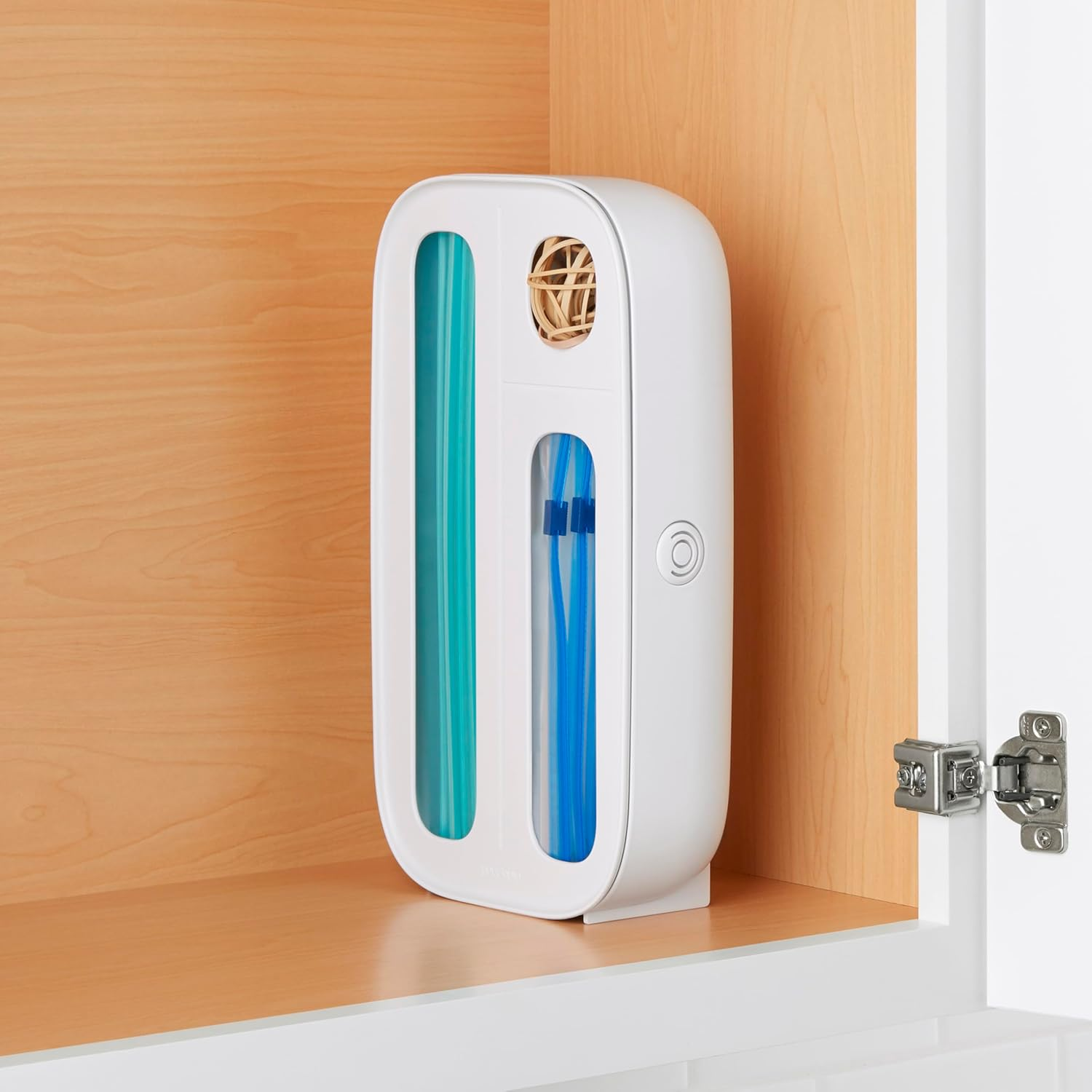 Youcopia Storabag Drawer Food Bags Dispenser, 3-Slot, Plastic Sandwich Bag Organizer for Kitchen Storage, White