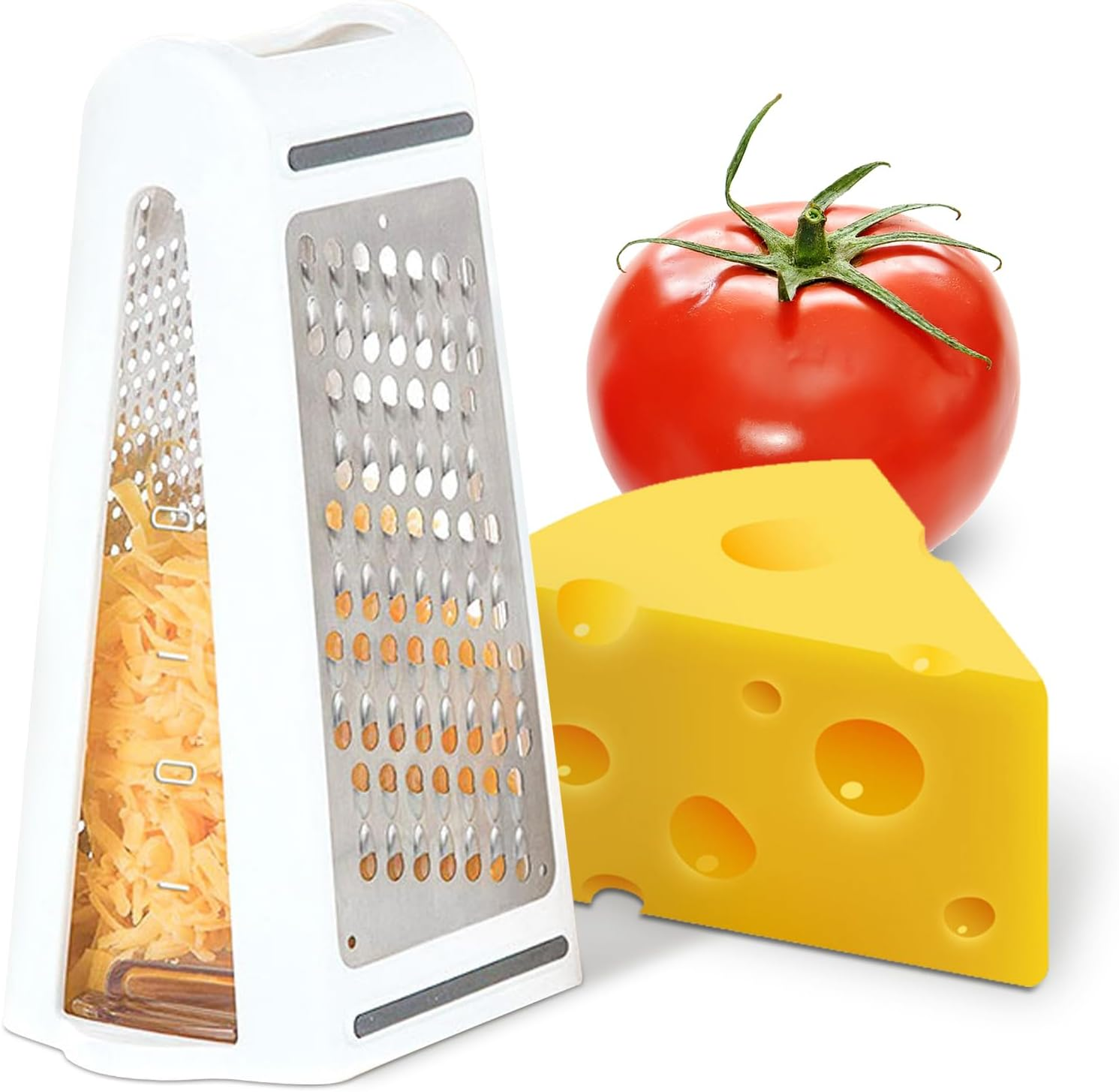 2-Sided Kitchen Grater, Vegetable Slicer Stainless Steel with Container, for Vegetables, Potatoes & Cheese, Rustproof Square Grater with Fine/Coarse Side, for Kitchen Enthusiasts (22 X 13.5 X 8.5 Cm) image number 4