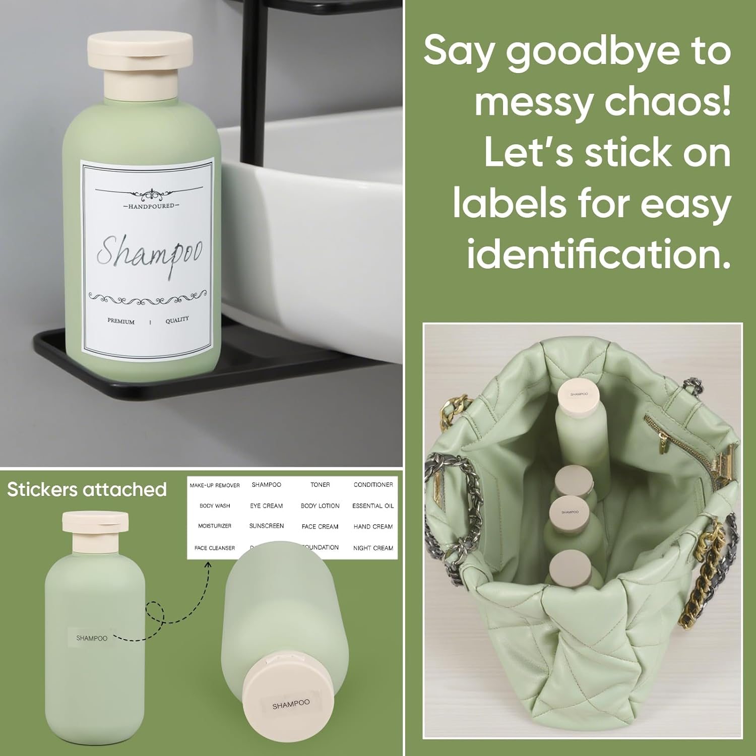 DEMORA Travel Bottles Essentials for Toiletries, Travel Size Containers for Shampoo and Conditioner, Refillable Toiletries Containers Leak Proof Plastic Squeeze Bottles with Flip Caps (6.6Oz, 4 Pcs) image number 2