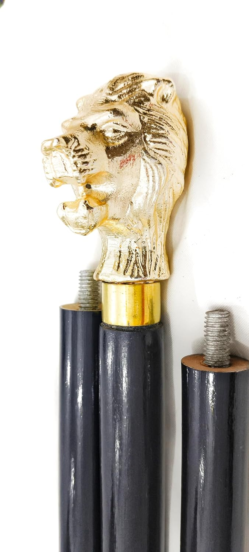 Generic Antique Soild Brass Lion Head Walking Cane/Stick, Premium Quality Brass and Wood, Vintage Designer Handmade Walking Stick for Men, Women, Hiking, Camping, Senior (36 Inch) image number 1