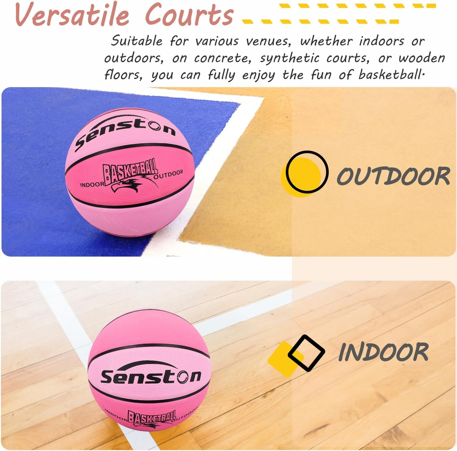 Senston 27.5"/29.5" Basketball Balls Outdoor/Indoor Size 5/7 Basketballs 27/29 Inch Basket Ball with Pump image number 2