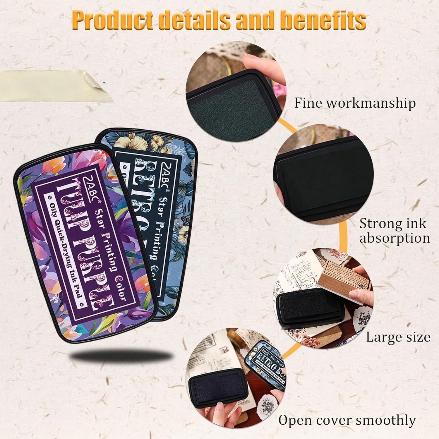 Sgphrzlt Washable Stamp Pads, Craft Ink Pads for Rubber Stamps, Finger Embossing Pigment Ink Pads for Stamping, Perfect for Scrapbook Card Making & DIY Projects, Red image number 4