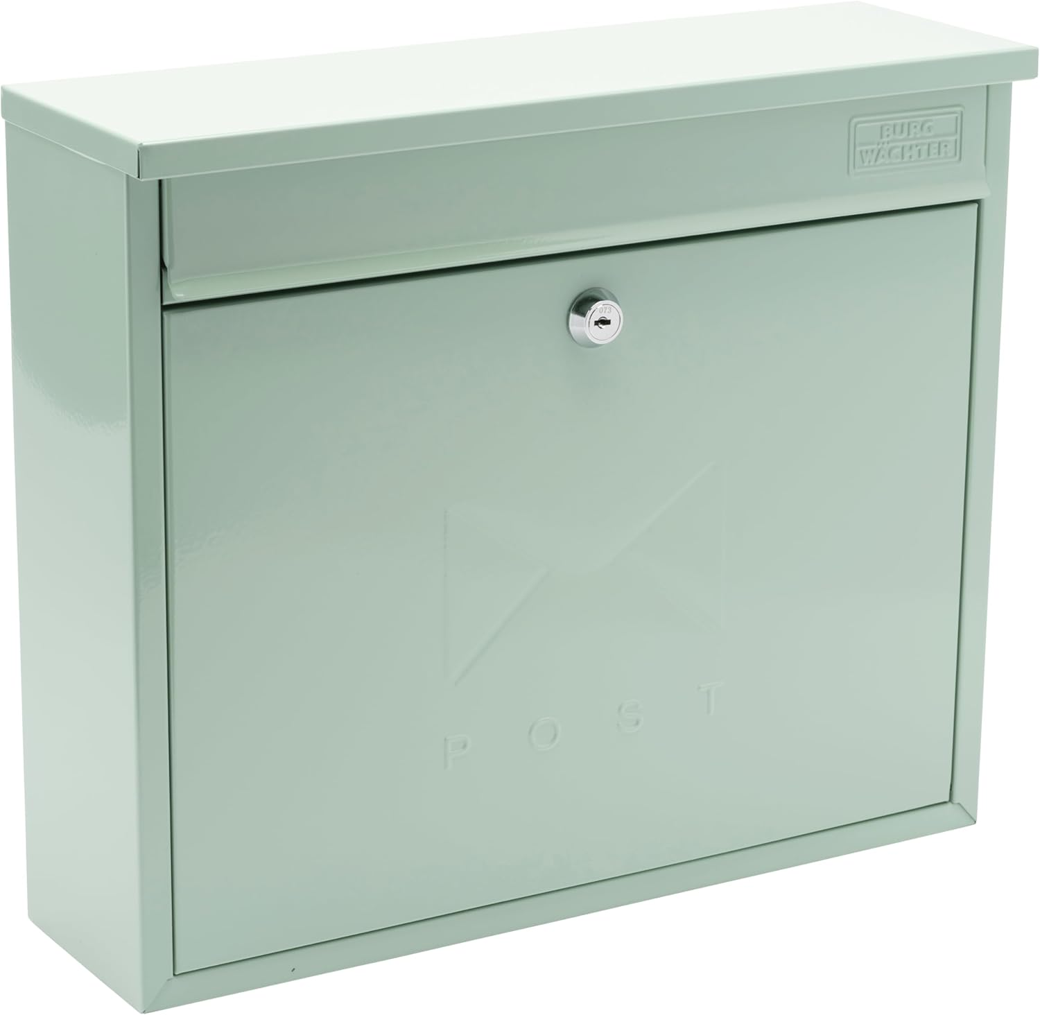 Burg-Wachter MB02CG Chartwell Green Elegance Wall Mounted Galvanised Steel Lockable Weatherproof Post Box - 36X31X10Cm