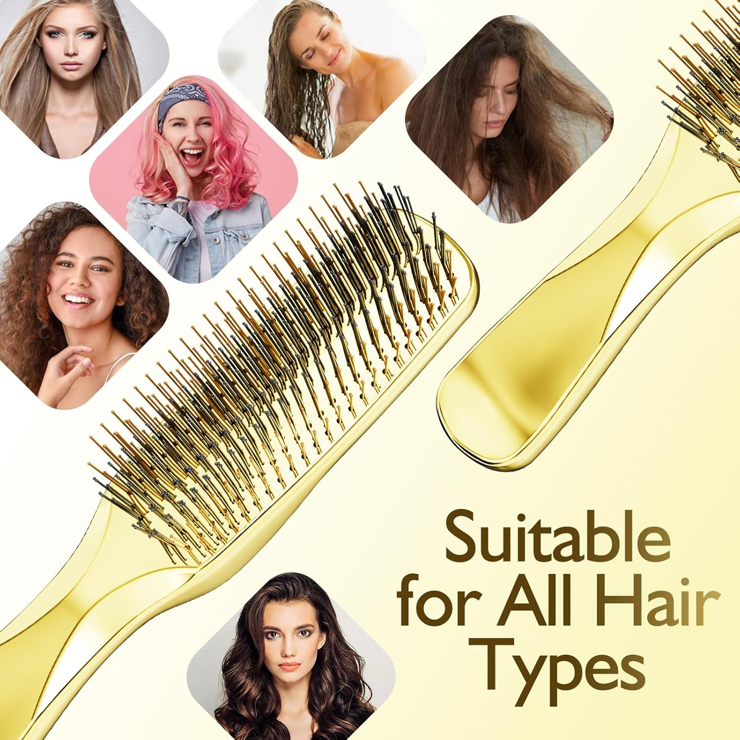Daily Gard Detangling Hair Brush, Dry and Wet Detangler Hair Brush for Women and Men, Massager Scalp Brush for Straight/Curly/Thick/Long/Wavy/Damaged Hair, Gold image number 1