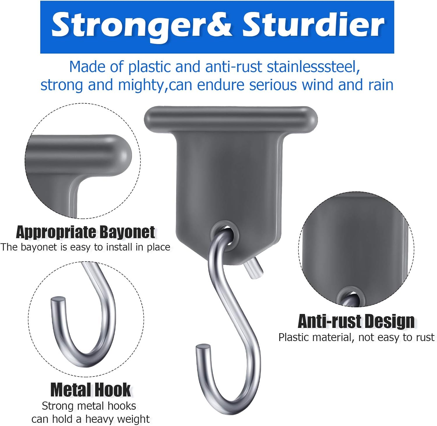 BBTO RV Awning Light Clip RV Party Light Holder Camper Awning Hook Light Accessory Plastic and Metal Light Hook Gray Camper Light Support Hanger for Camping Tent Indoor Outdoor Decor (28 Pieces) image number 4