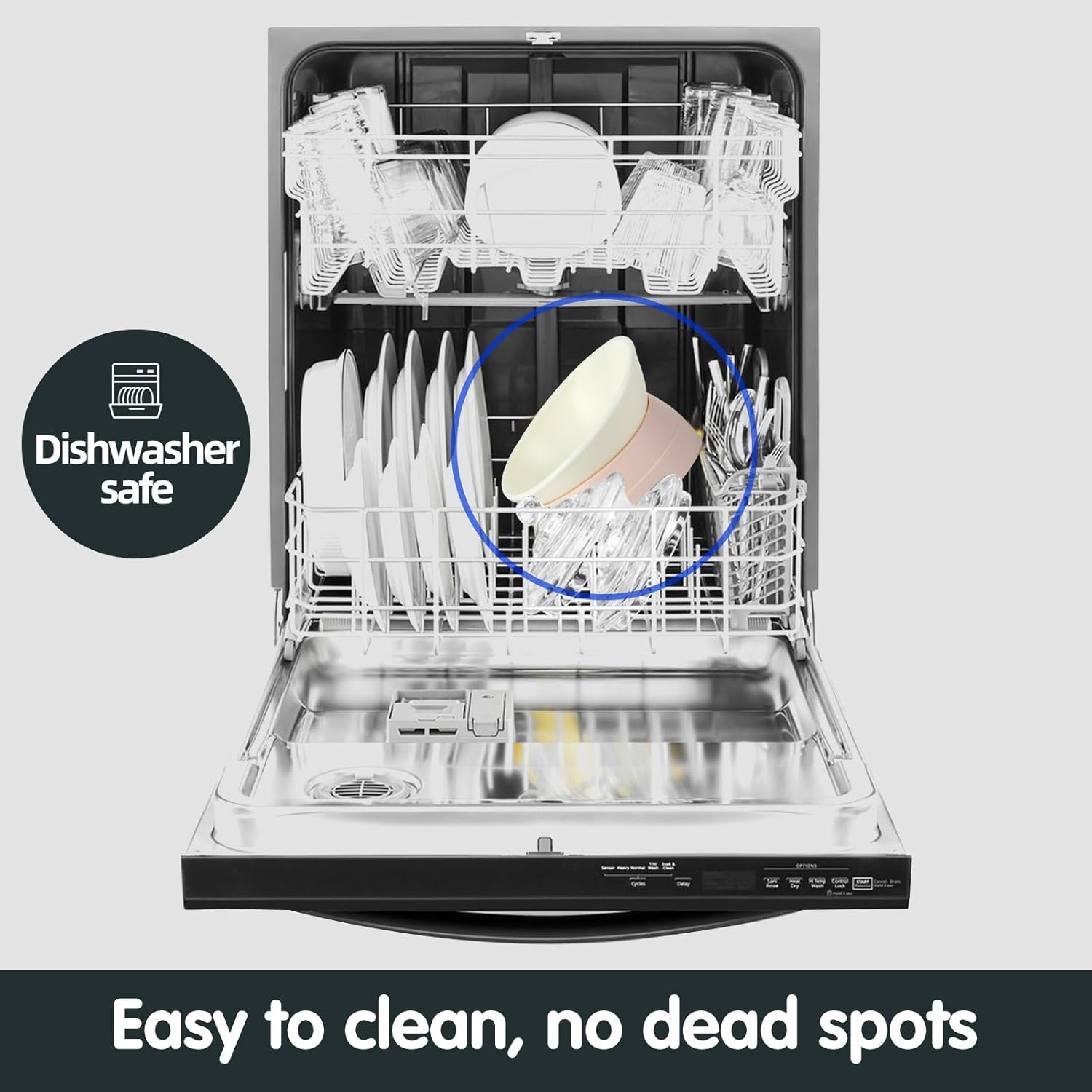 JWPC Bulldog Bowl Anti-Slip Dog Cat Dish Detachable Rubber Dog Bowl Pet Sterile Tilted Pet Feeder Slope Base,White image number 1