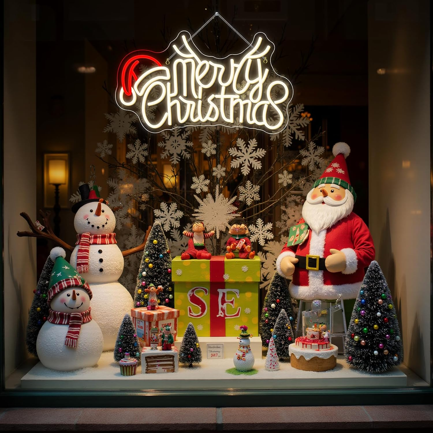 SIGNSHIP Merry Christmas Antlers Hat Neon Sign, Merry Christmas Elk Antlers Hat LED Sign, LED Lettering with Dimmable, Light Signs for Wall Decoration, Christmas Party, Bedroom, New Year Party image number 1