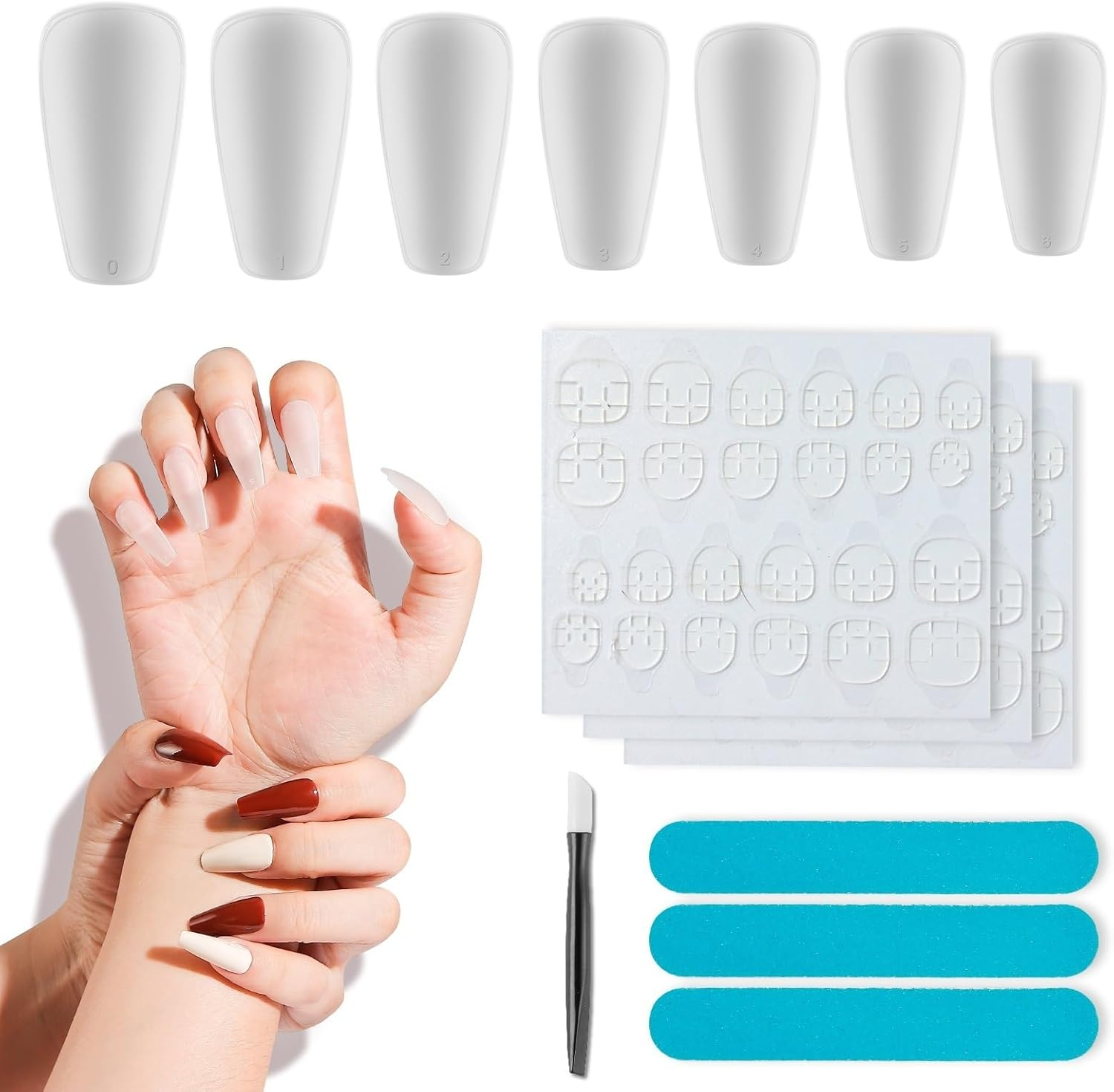 140Pcs Short French Natural False Nail Tips, Fake Nails Art Acrylic Manicure Set, Full Cover Press on Nails, DIY Artificial Nail Tips for Nail Art image number 2